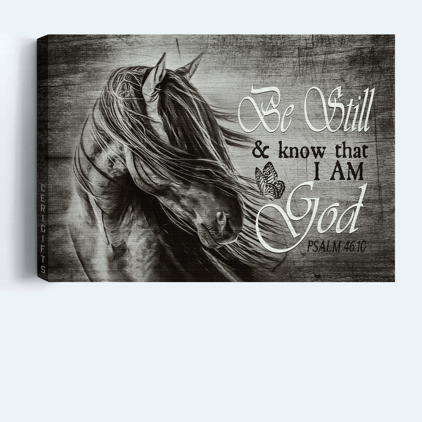 Jesus Landscape Canvas- Black and white painting, Stunning horse- Gift for Christian- Be still and know that I am God - Landscape Canvas Prints, Christian Wall Art