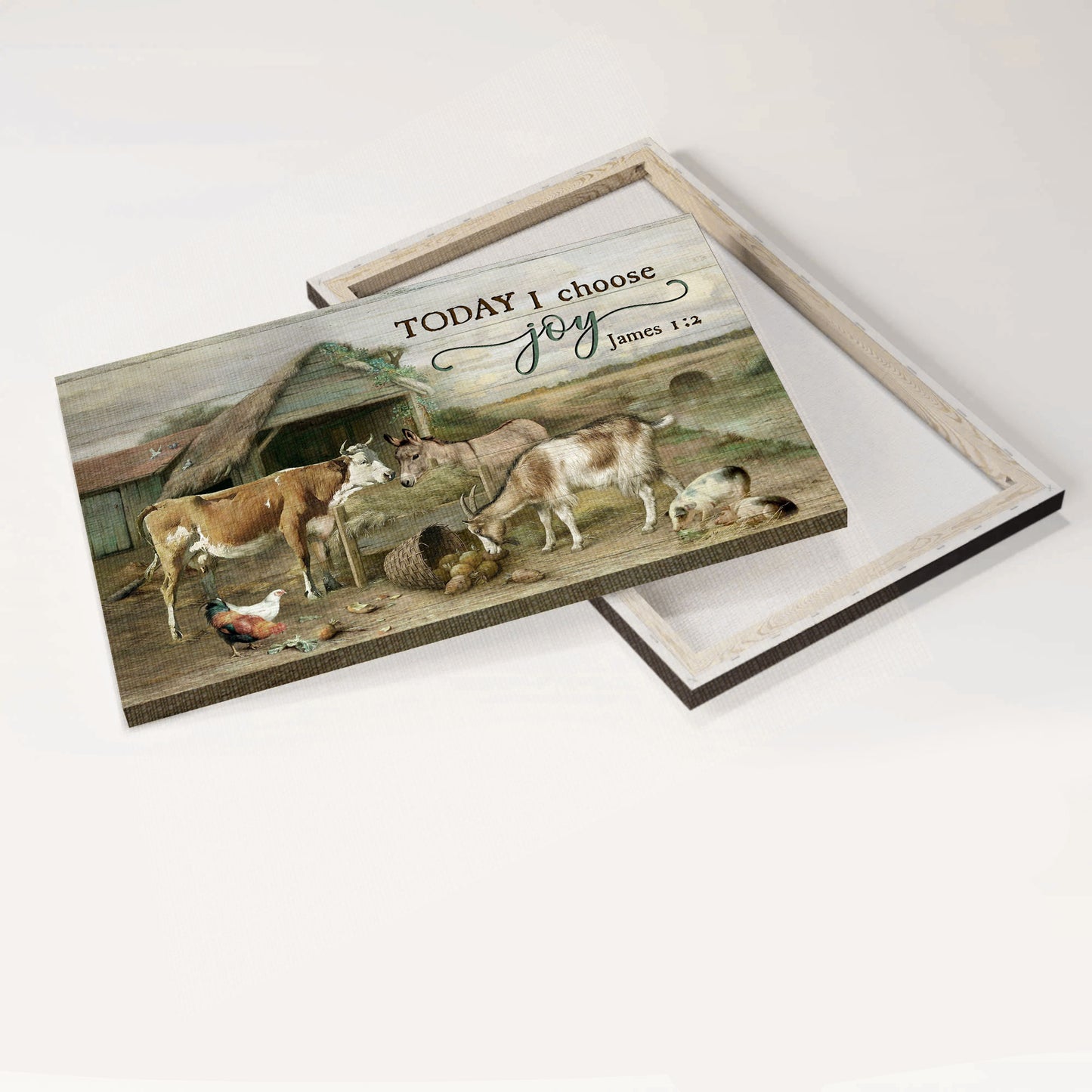 Jesus Landscape Canvas - Animal farm, Old barn, Farm painting Landscape Canvas - Gift For Religious Christian - Today I choose joy