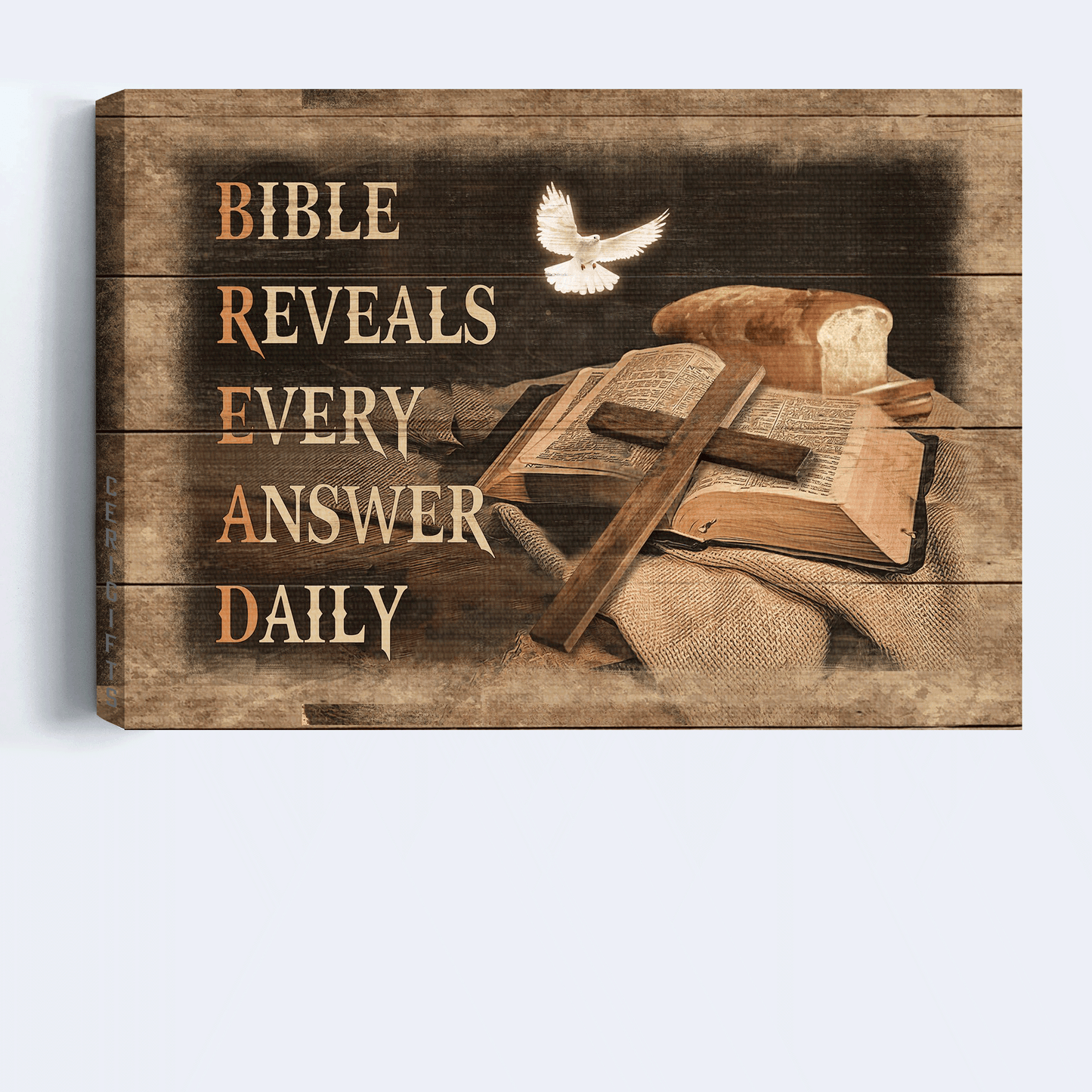 Jesus Landscape Canvas - Big cross, Bible painting, White dove Landscape Canvas - Gift For Christian - Bible reveals every answer daily Landscape Canvas