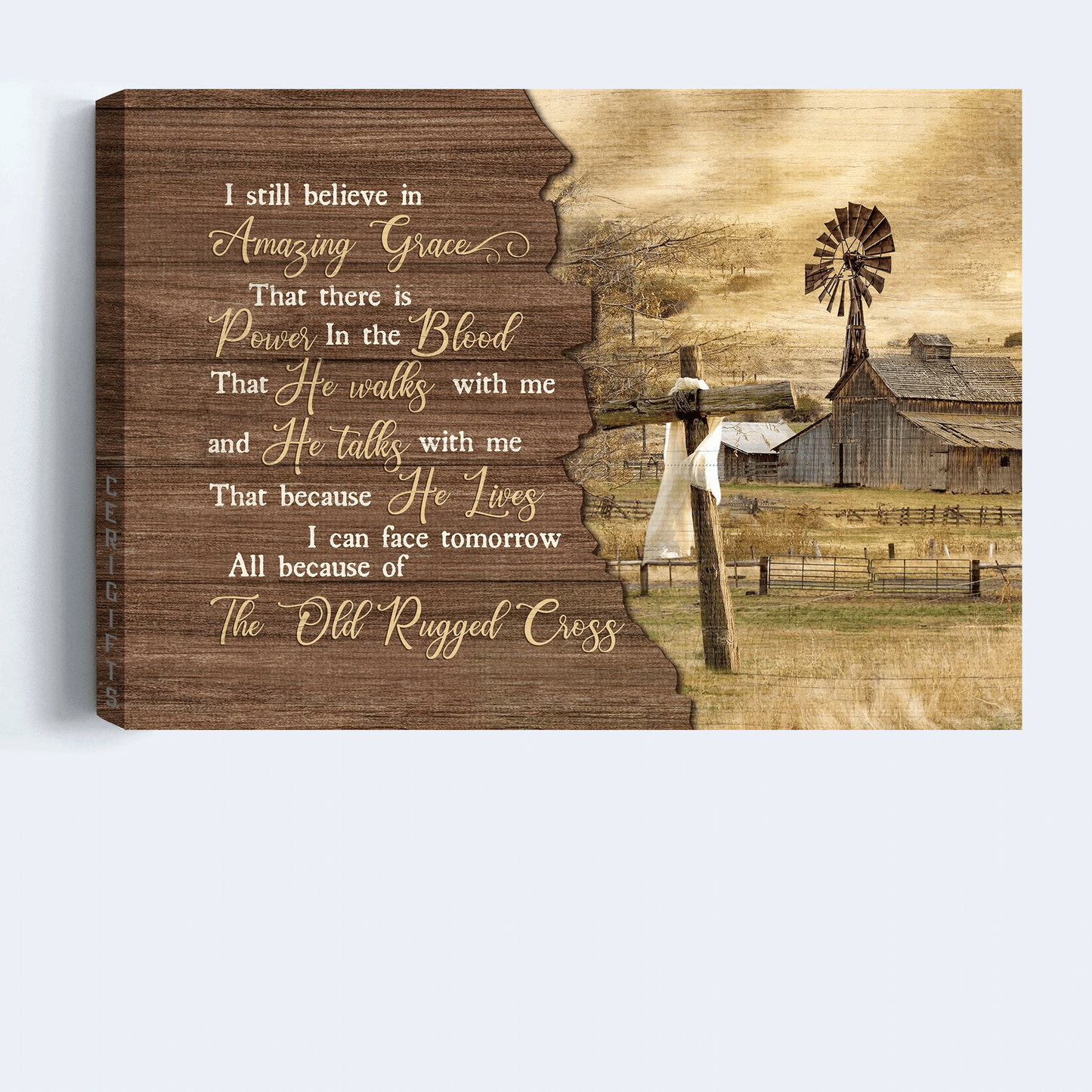 Jesus Landscape Canvas - Tranquil Farm, Wooden Cross Canvas - Gift For Christian - I Still Believe In Amazing Grace Canvas
