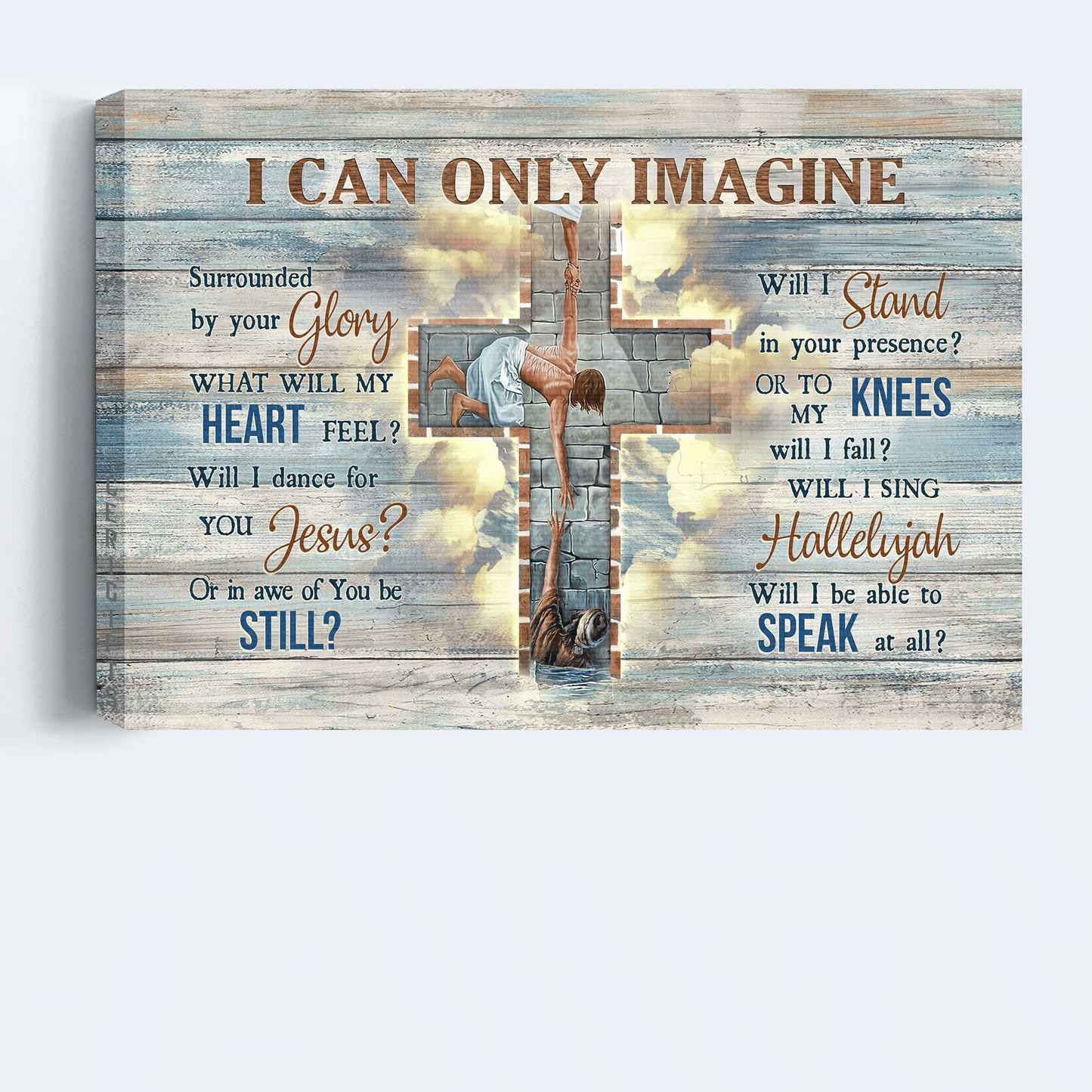 Jesus Landscape Canvas - Faith, God, Abstract Cross, Christ The Redeemer - Wall Decor Framed Gift For Christian - Christian Song I Can Only Imagine