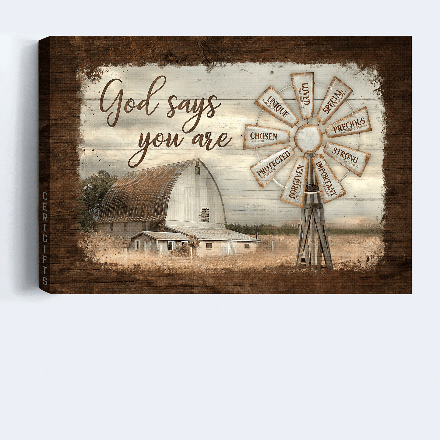 Jesus Landscape Canvas - Windmill, Farm, Rustic Barn Canvas - Gift For Christian - God Says You Are Canvas