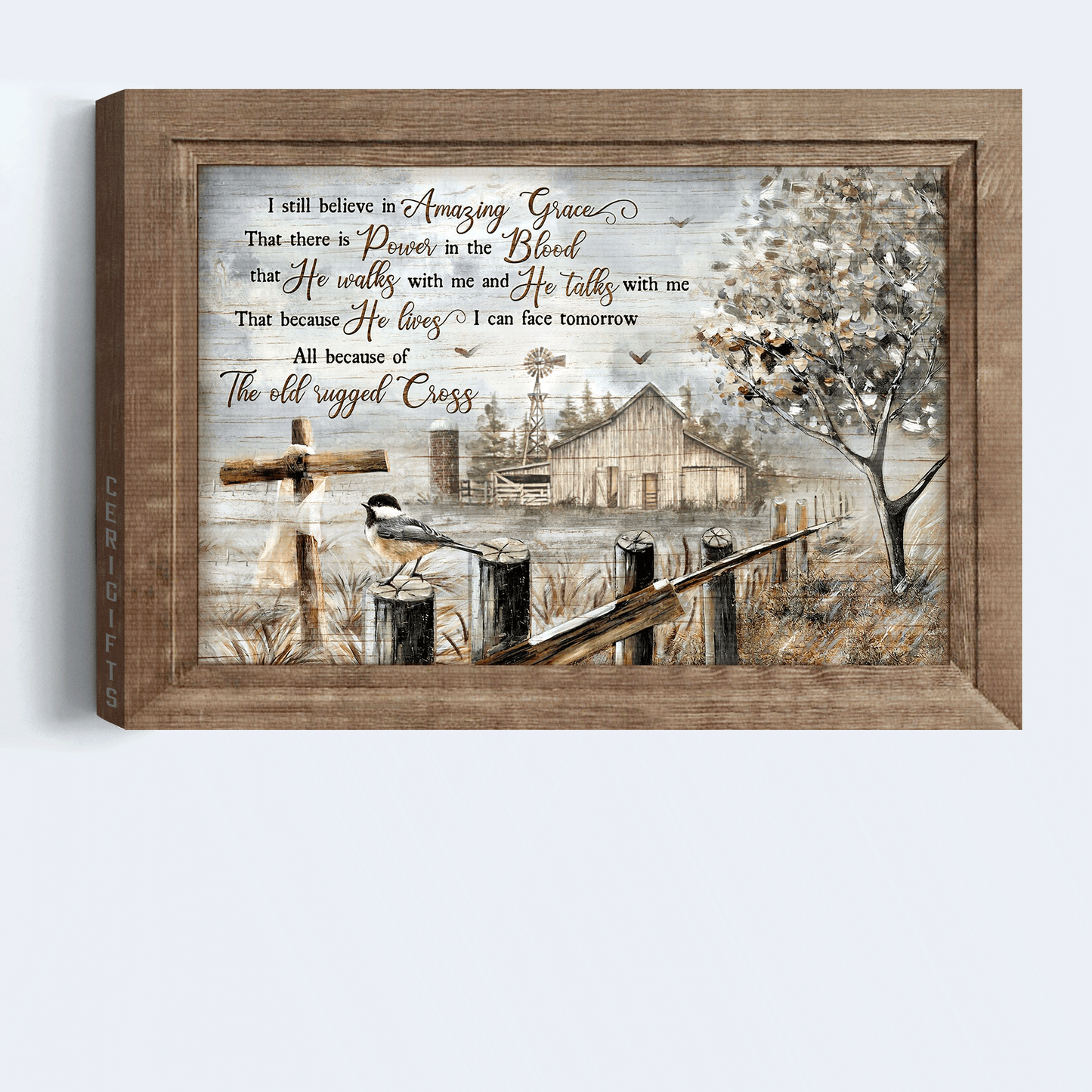 Jesus Landscape Canvas - Old Barn Painting, Black-capped chickadee Landscape Canvas - Gift For Christian - I still believe in amazing grace Landscape Canvas