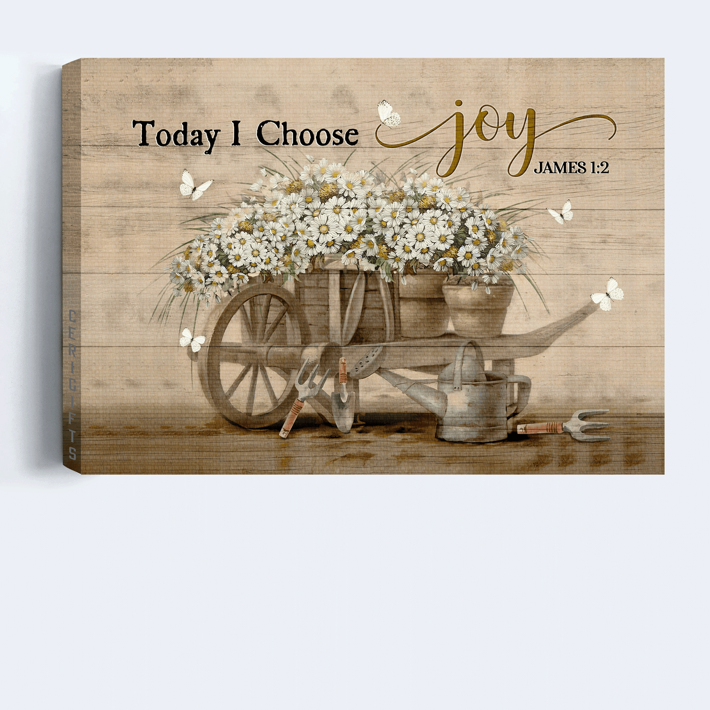 Jesus Landscape Canvas - Vintage Garden, Daisy Flower Canvas - Gift For Christian - Today I Choose Joy Canvas