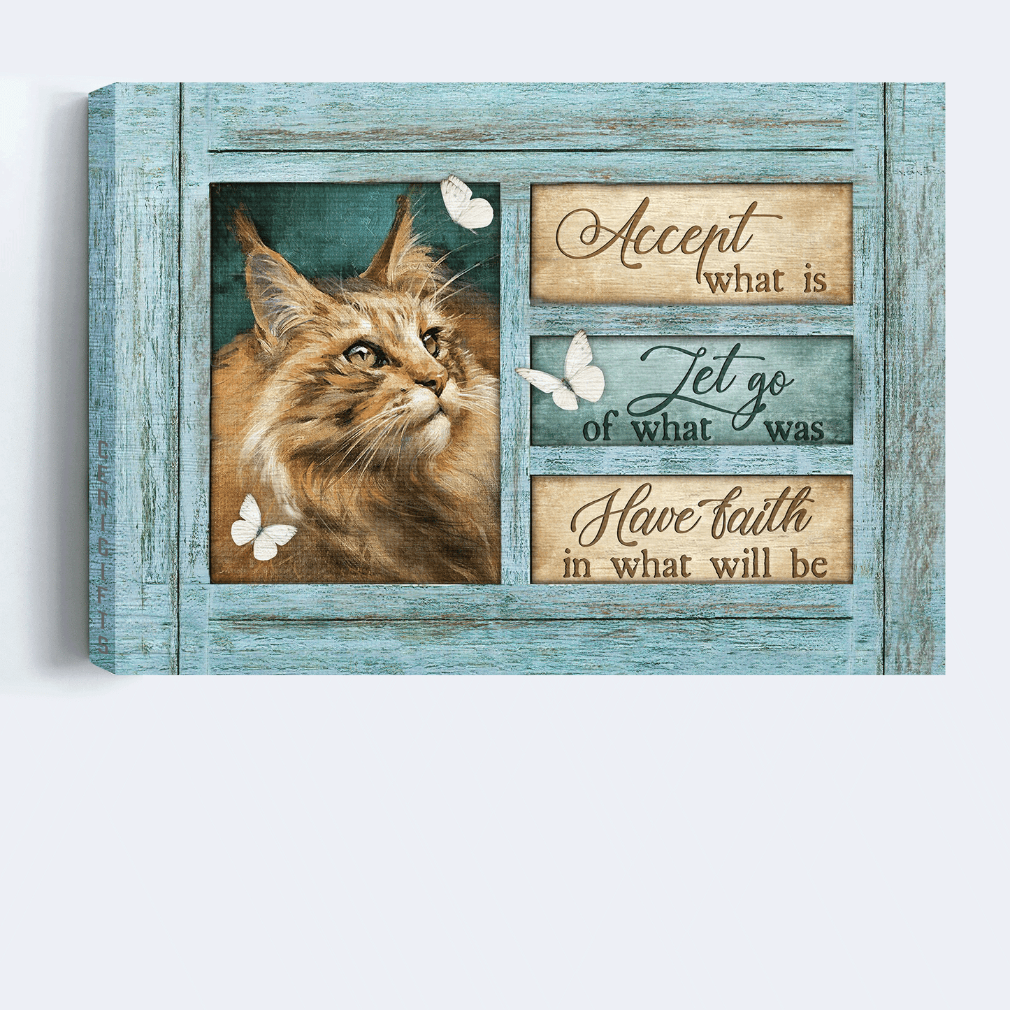 Jesus Landscape Canvas - Maine Coon cat, Butterfly drawing Canvas - Gift for Christian - Have faith in what will be Landscape Canvas