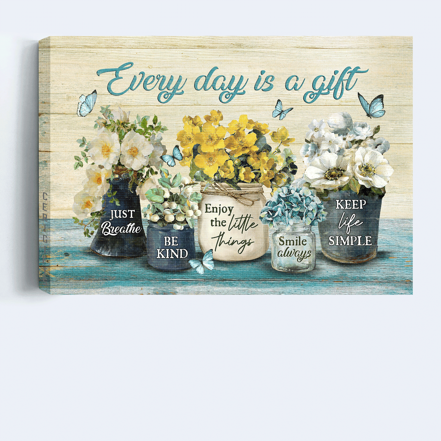 Jesus Landscape Canvas - Vintage Flower, Vintage Painting Canvas - Gift For Christian - Every Day Is A Gift Canvas