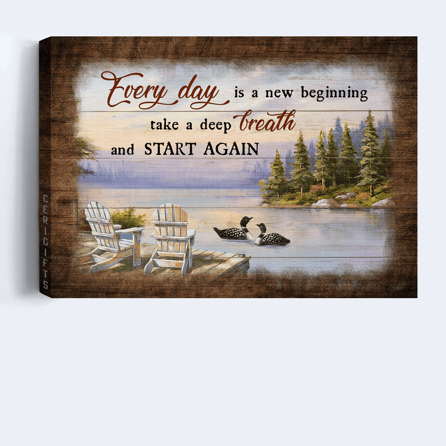Jesus Landscape Canvas- Black Swan, On the river, Lake view painting canvas- Gift for Christian- Everyday is a new beginning - Landscape Canvas Prints, Christian Wall Art