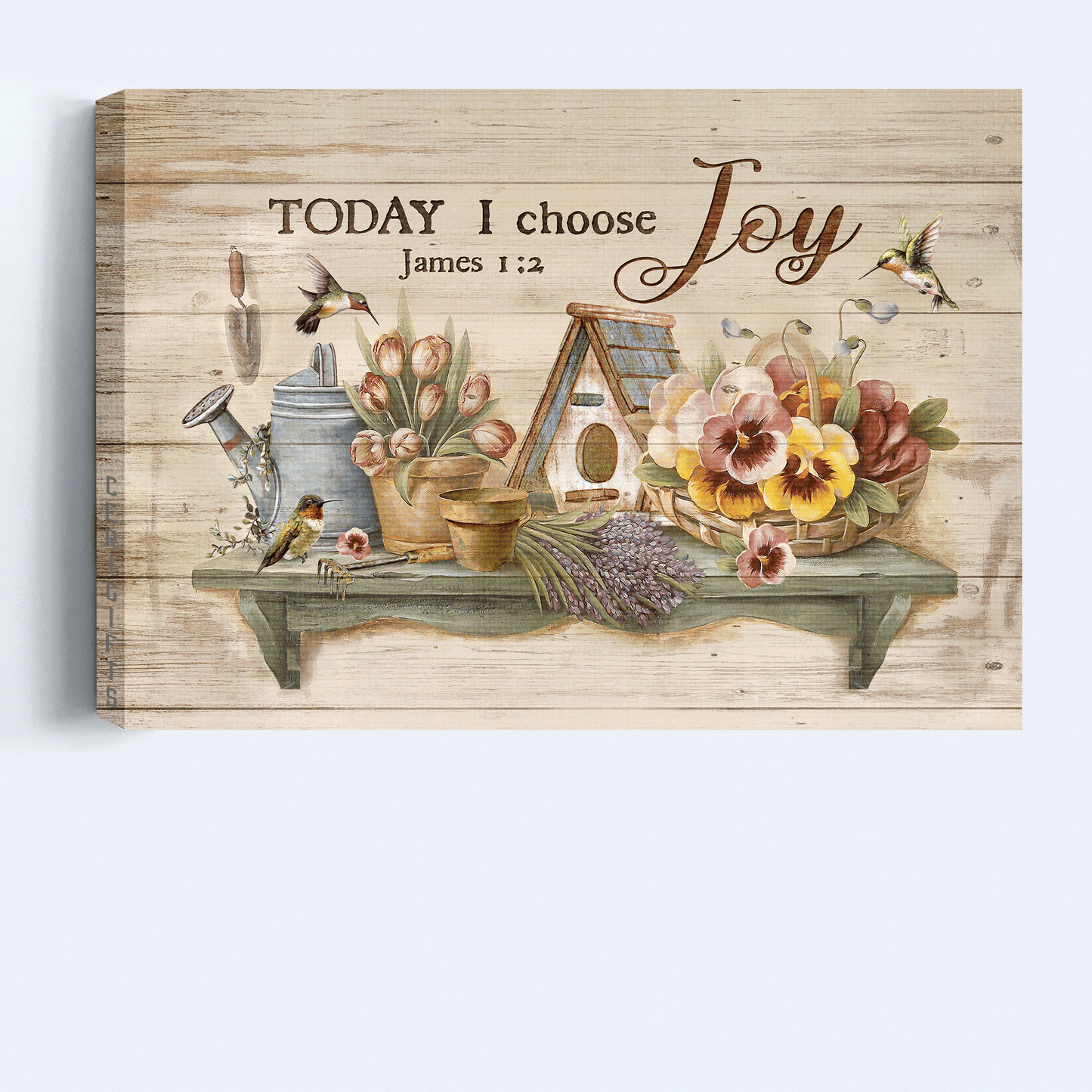 Jesus Landscape Canvas - Lovely hummingbird, Beautiful garden, Bible verse Canvas - Gift For Christian - Today I choose joy Landscape Canvas