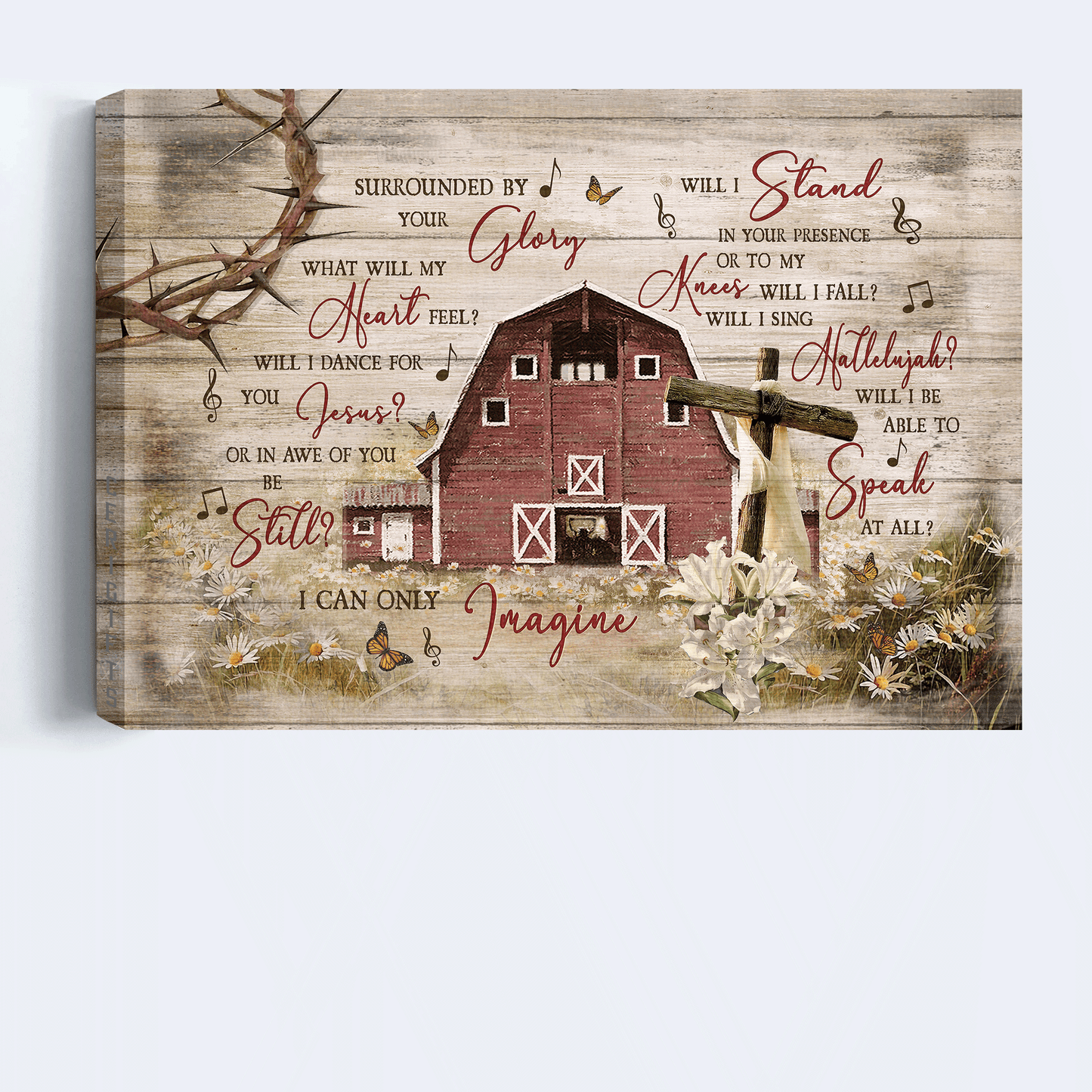 Jesus Landscape Canvas- Beautiful house, Flower field, Cross symbol canvas- Gift for Christian- I can only imagine