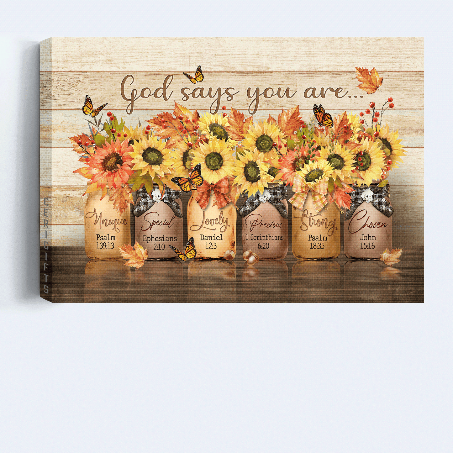 Jesus Landscape Canvas - Sunflower Drawing, Autumn Painting Canvas - Gift For Christian - God Says You Are Special Canvas