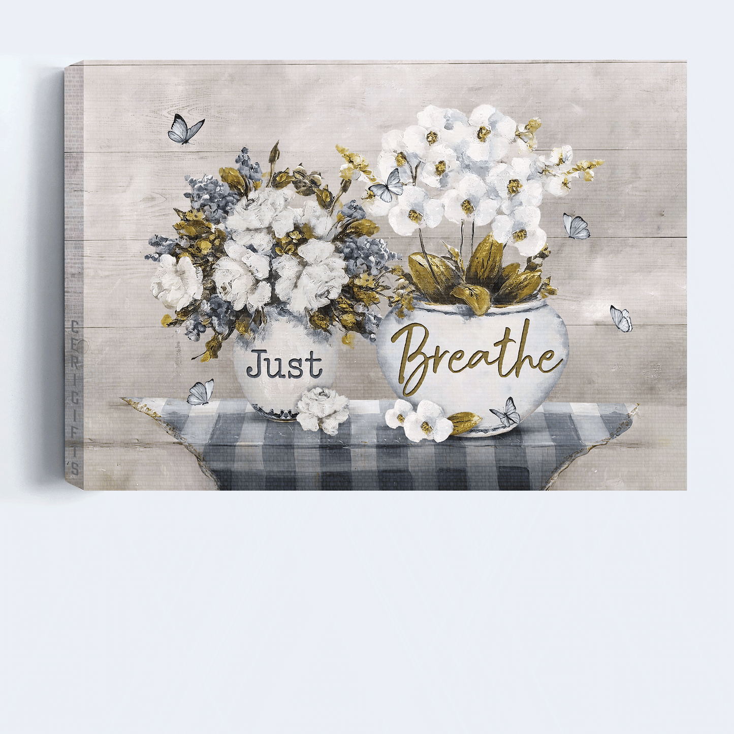 Jesus Landscape Canvas - White Orchid, Rose Flower Painting, Blue Butterfly Canvas - Gift For Christian - Just Breathe Canvas