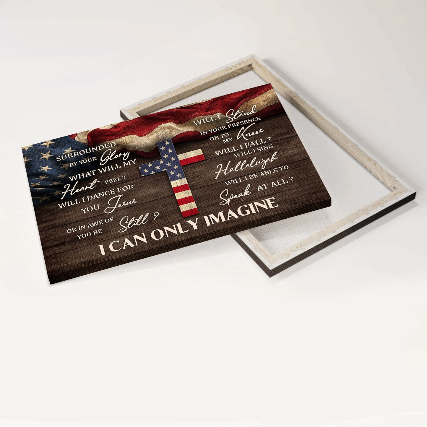 Jesus Landscape Canvas - America Flag, The cross Landscape Canvas - Gift For Religious Christian -I can only imagine