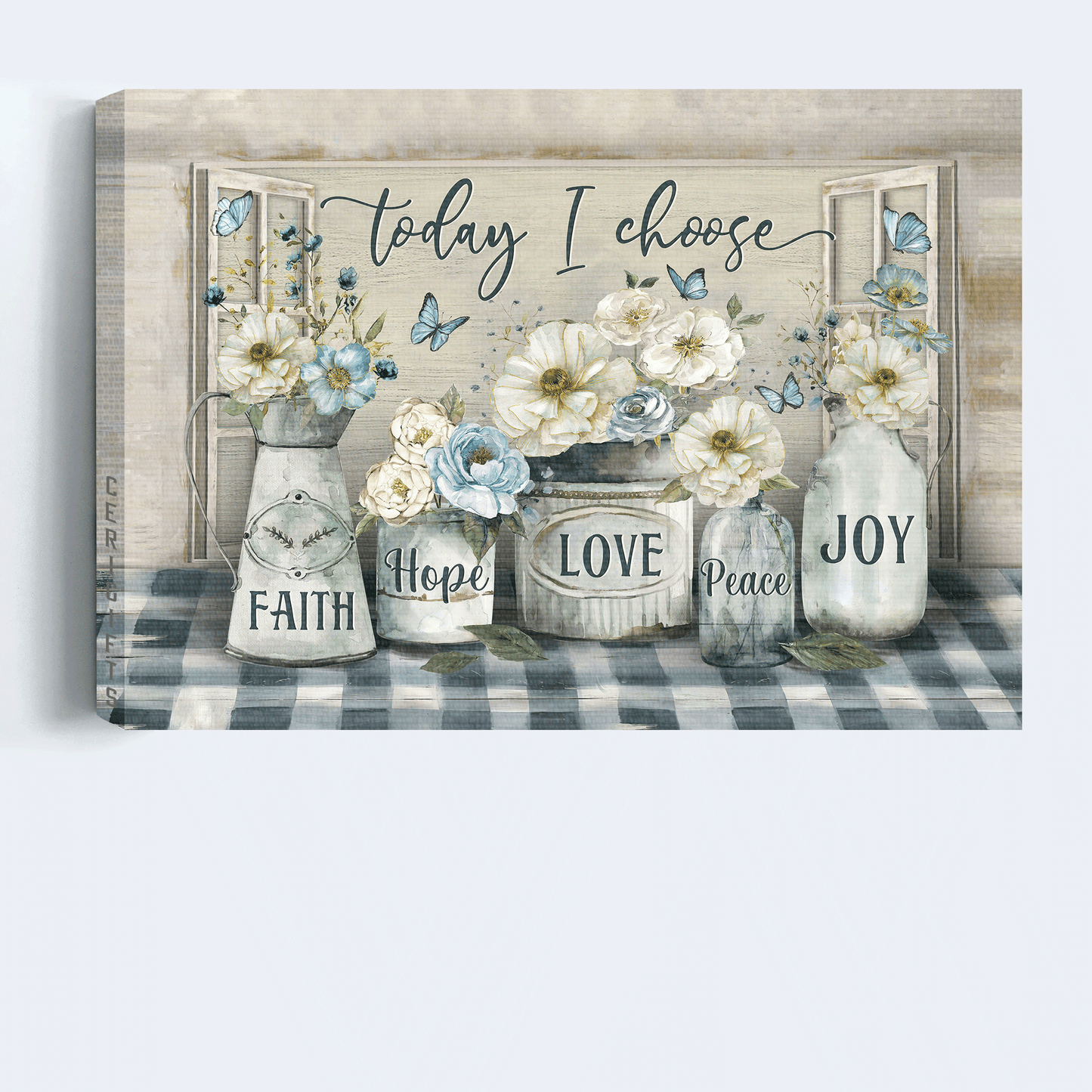 Jesus Landscape Canvas - Beautiful Camellia, Blue Butterfly, Flower Painting Landscape Canvas - Gift For Christian - Today I Choose Joy
