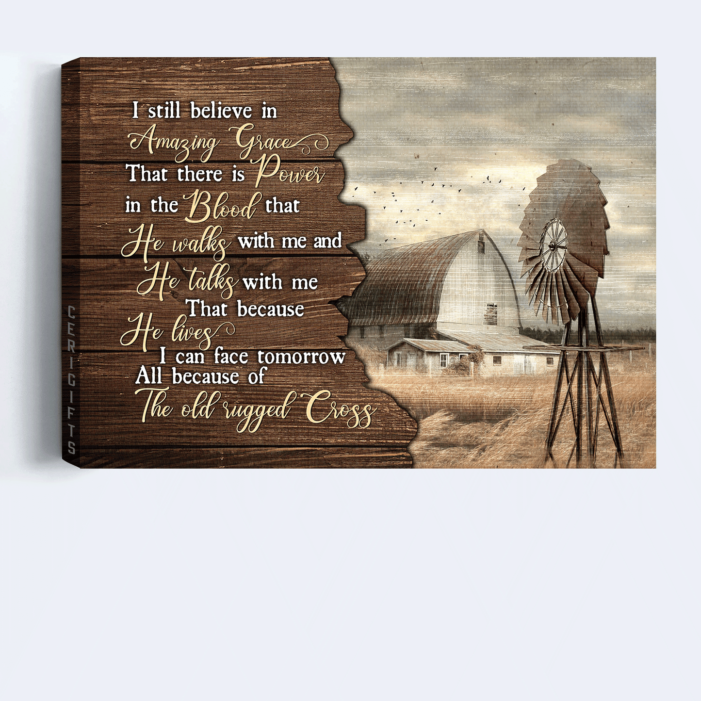 Jesus Landscape Canvas - Old Barn Painting, Windmill Landscape Canvas - Gift For Christian - I still believe in amazing grace Landscape Canvas