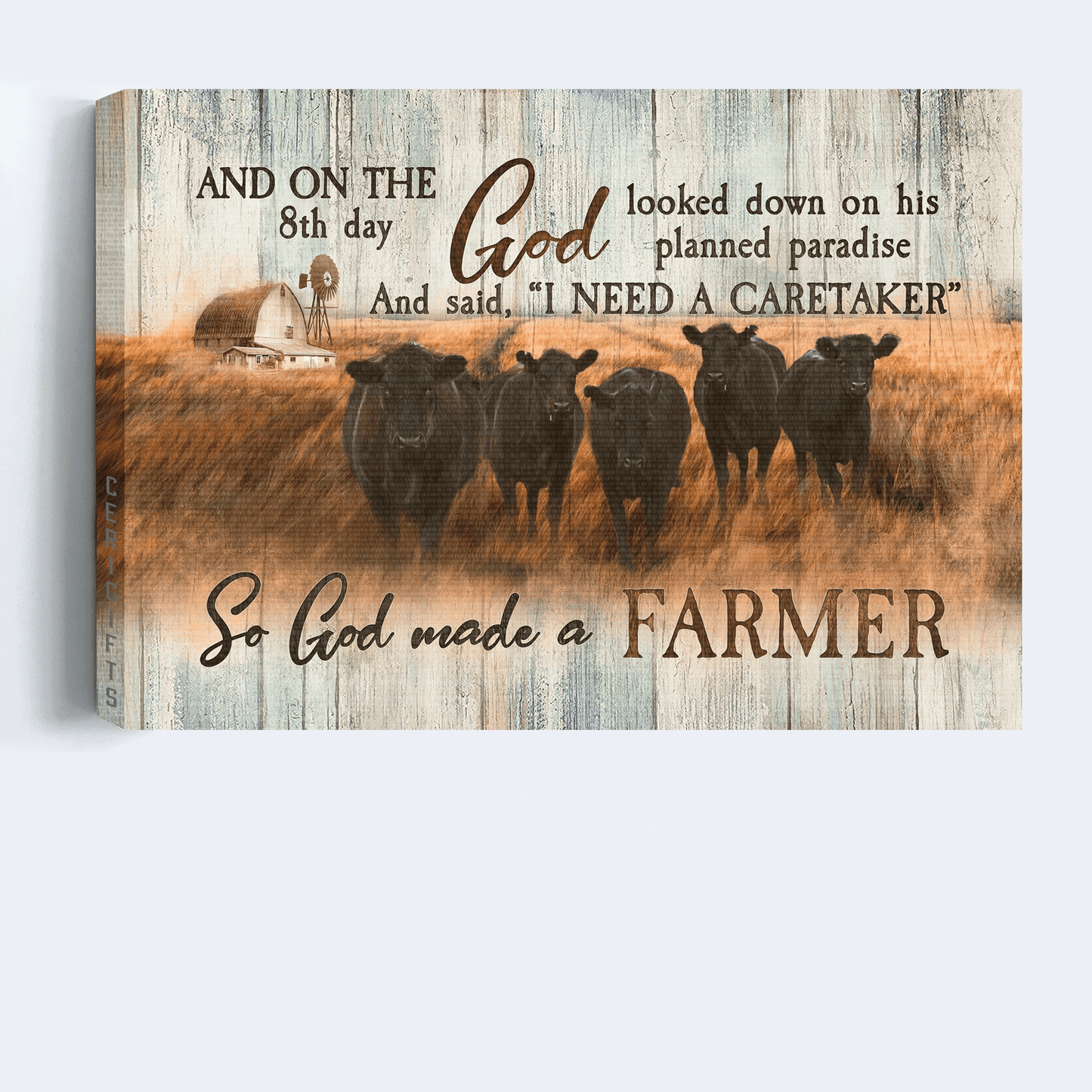 Jesus Landscape Canvas- Aberdeen Angus Canvas, Tranquil Farm Landscape Canvas- Gift For Religious Christian- God Looked Down On His Planned Paradise