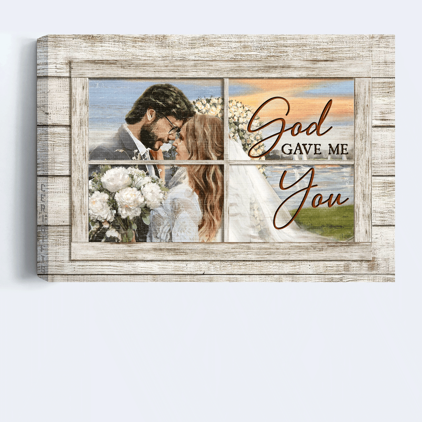 Jesus Landscape Canvas- Beautiful wedding, Pretty sunset, White rose- Gift for Christian- God gave me you- Landscape Canvas Prints, Christian Wall Art