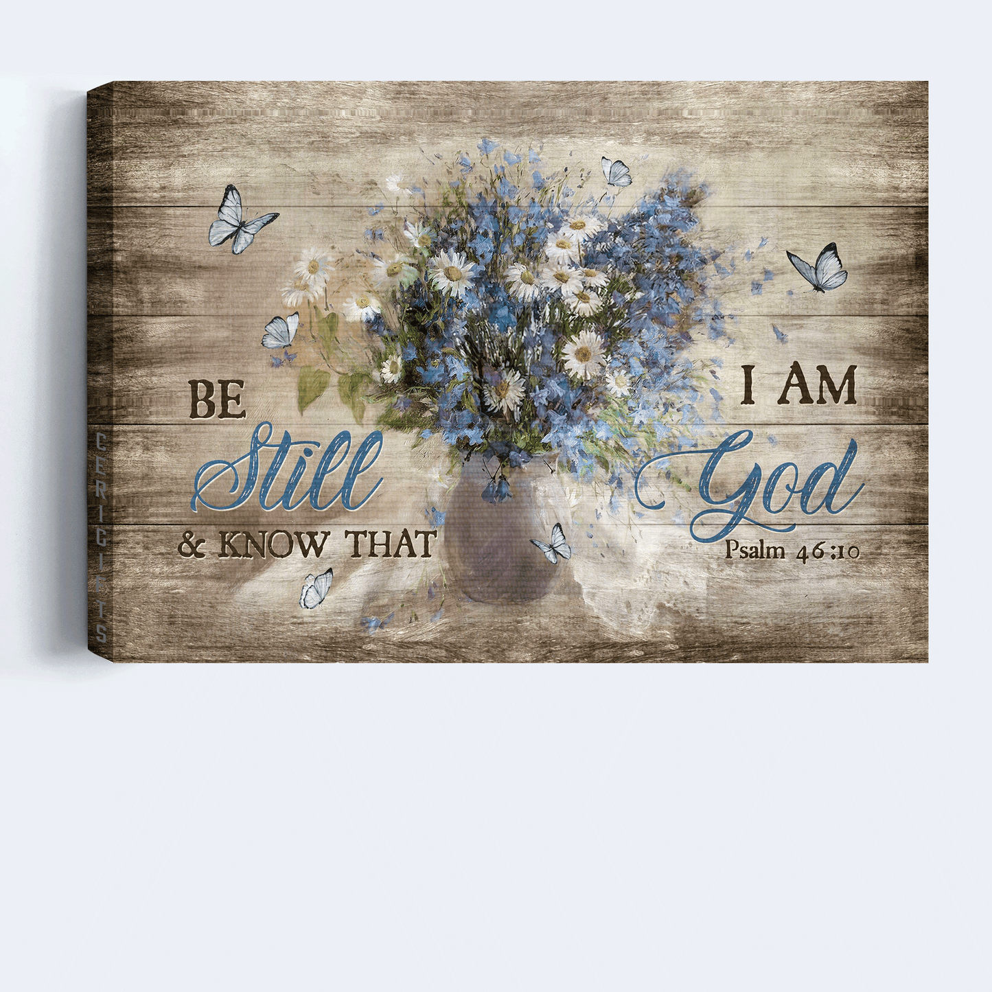 Jesus Landscape Canvas - Vintage Flower, Still Life Painting, Butterfly Canvas - Gift For Christian - Be Still And Know That I Am God Canvas
