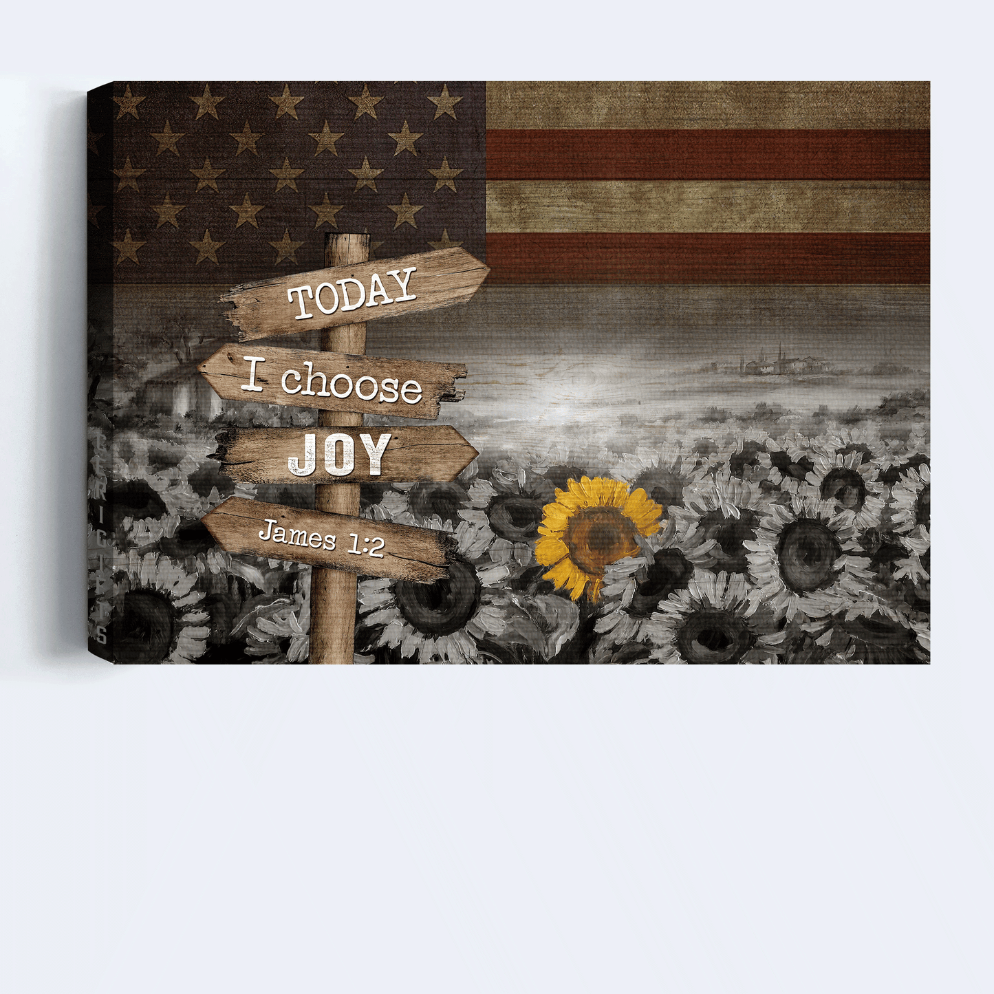 Jesus Landscape Canvas- Black and white painting, Unique sunflower, US flag - Gift for Christian- Today I choose joy - Landscape Canvas Prints, Christian Wall Art