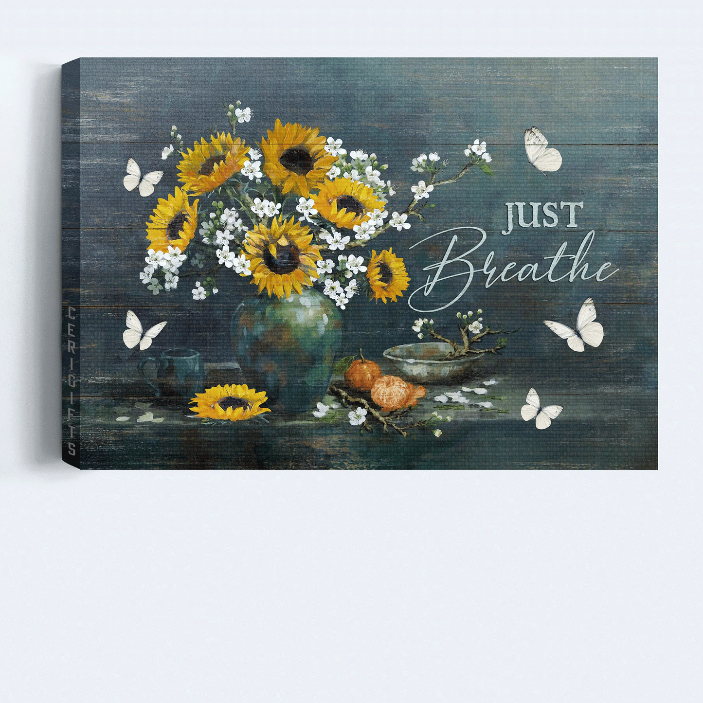 Jesus Landscape Canvas - sunflower painting, White butterfly, Motivational quote Landscape Canvas - Inspirational gift, Gift For Religious Christian
