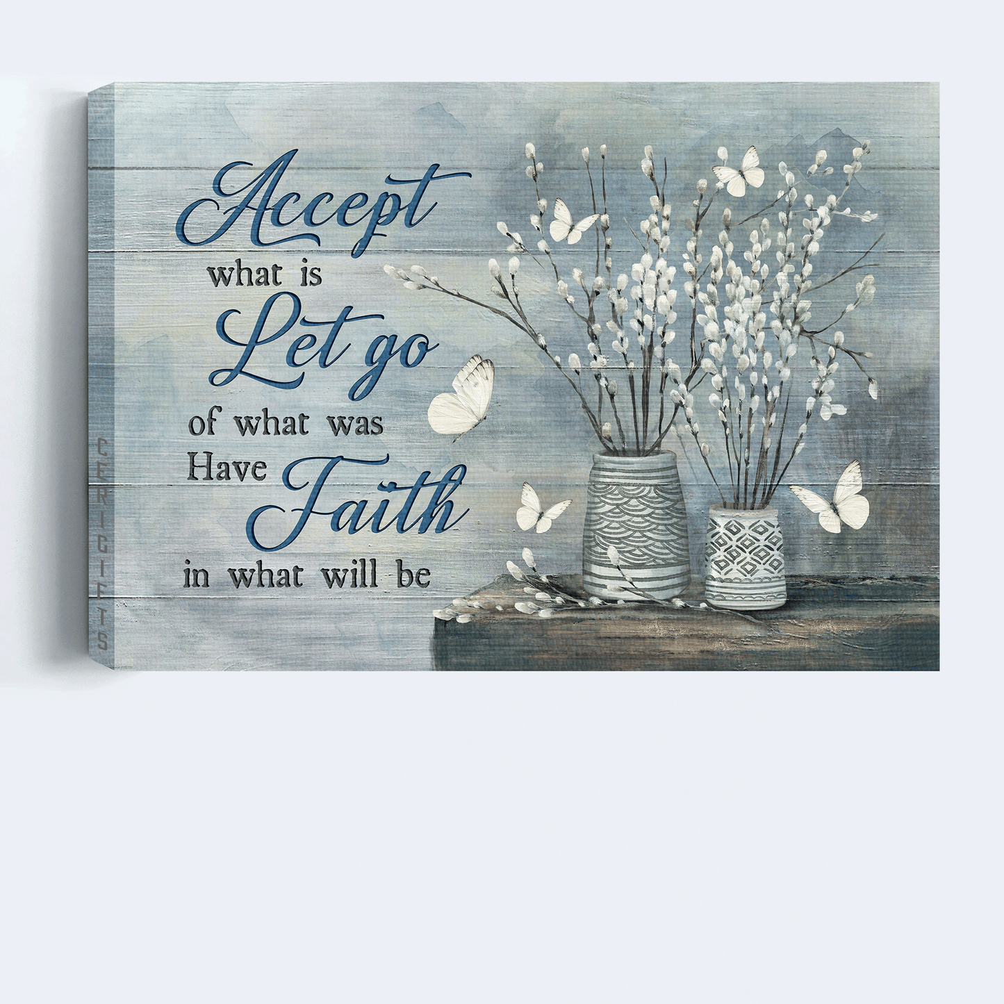 Jesus Landscape Canvas - Lovely white butterfly, Vintage flower painting Landscape Canvas - Gift For Christian -   Have faith in what will be Landscape Canvas Prints, Christian Wall Art