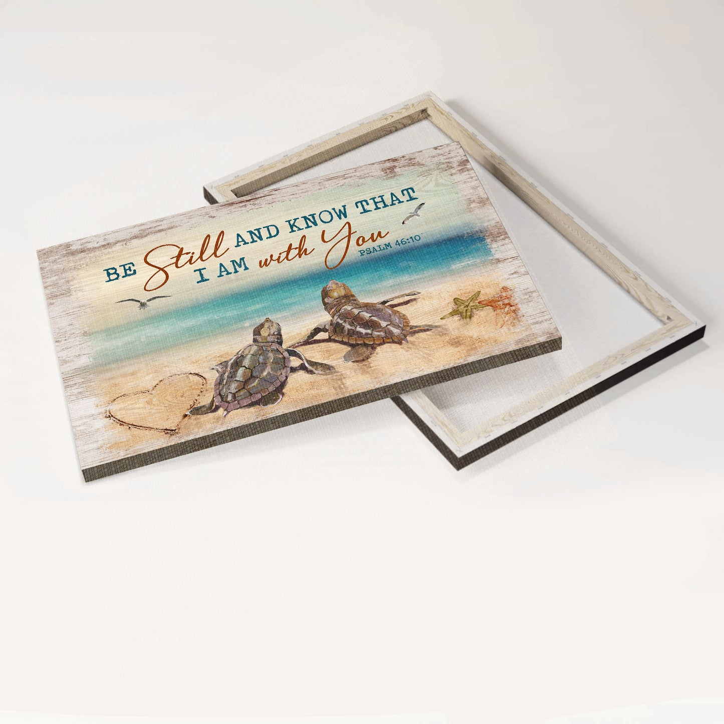 Jesus Landscape Canvas - Amazing sea turtle, Blue ocean, Seagull Landscape Canvas - Gift For Religious Christian - Be still and know that I am God