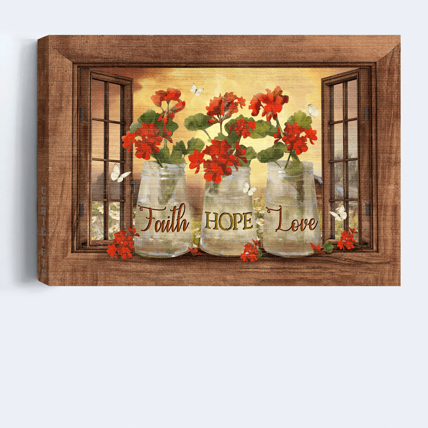 Jesus Landscape Canvas - White butterfly, Wooden windows Landscape Canvas - Inspirational gift, Gift For Religious Christian - Faith Hope Love