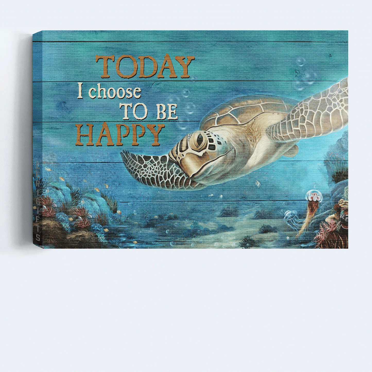 Jesus Landscape Canvas - Big sea turtle, Ocean painting Landscape Canvas - Gift For Christian - Today I choose to be happy Landscape Canvas