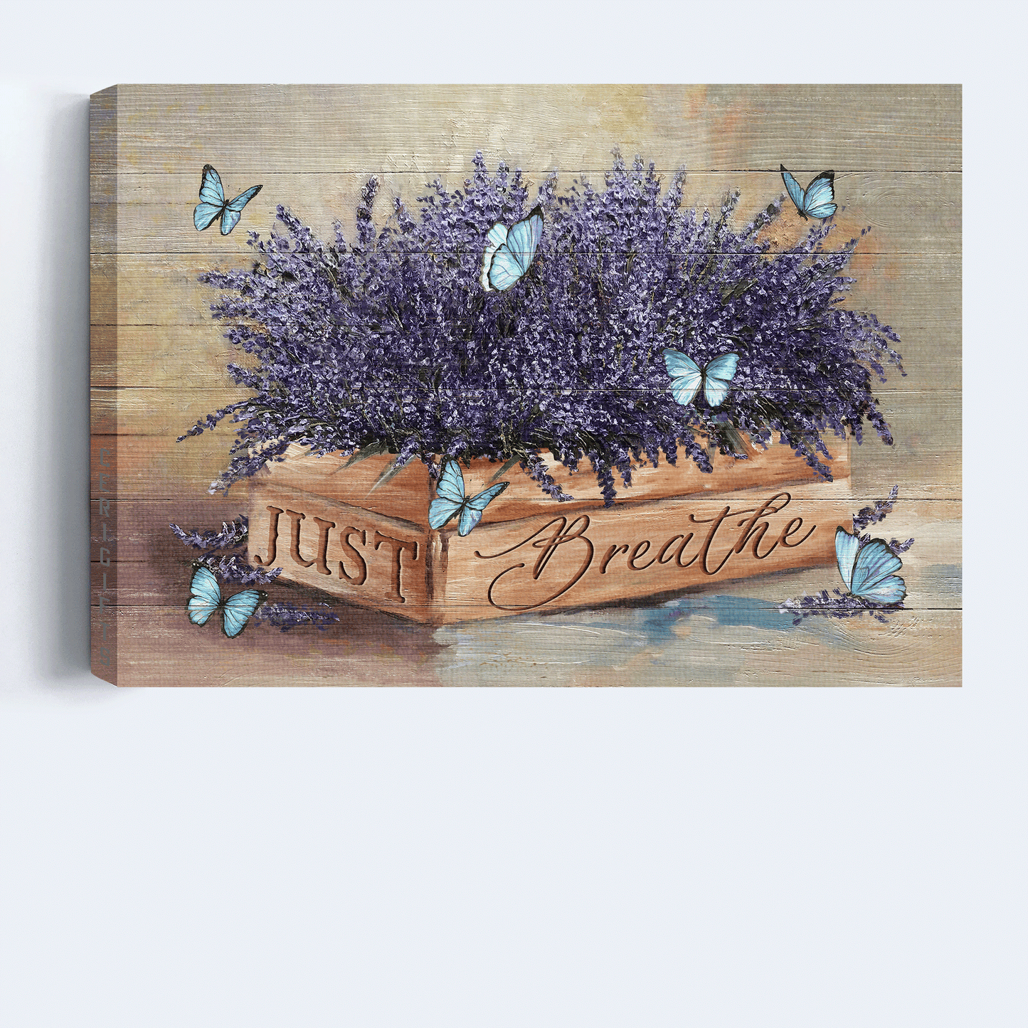 Jesus Landscape Canvas- Blue butterfly, Lavender painting, Abstract art, Inspirational quote, Just breathe canvas- Gift for Christian - Landscape Canvas Prints, Home Decor Wall Art