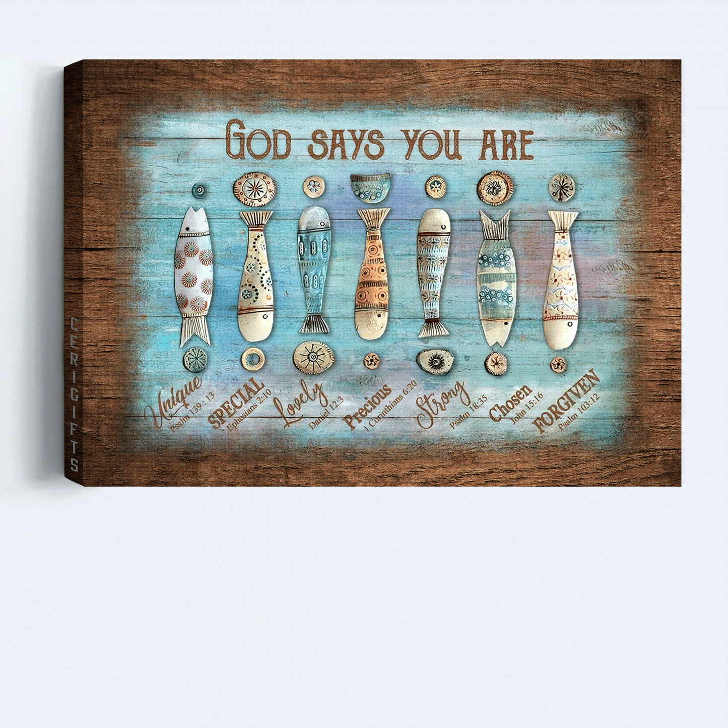 Jesus Landscape Canvas- Beautiful Fish, Hook, Fishing Rod Canvas- Gift For Christian- God Says You Are