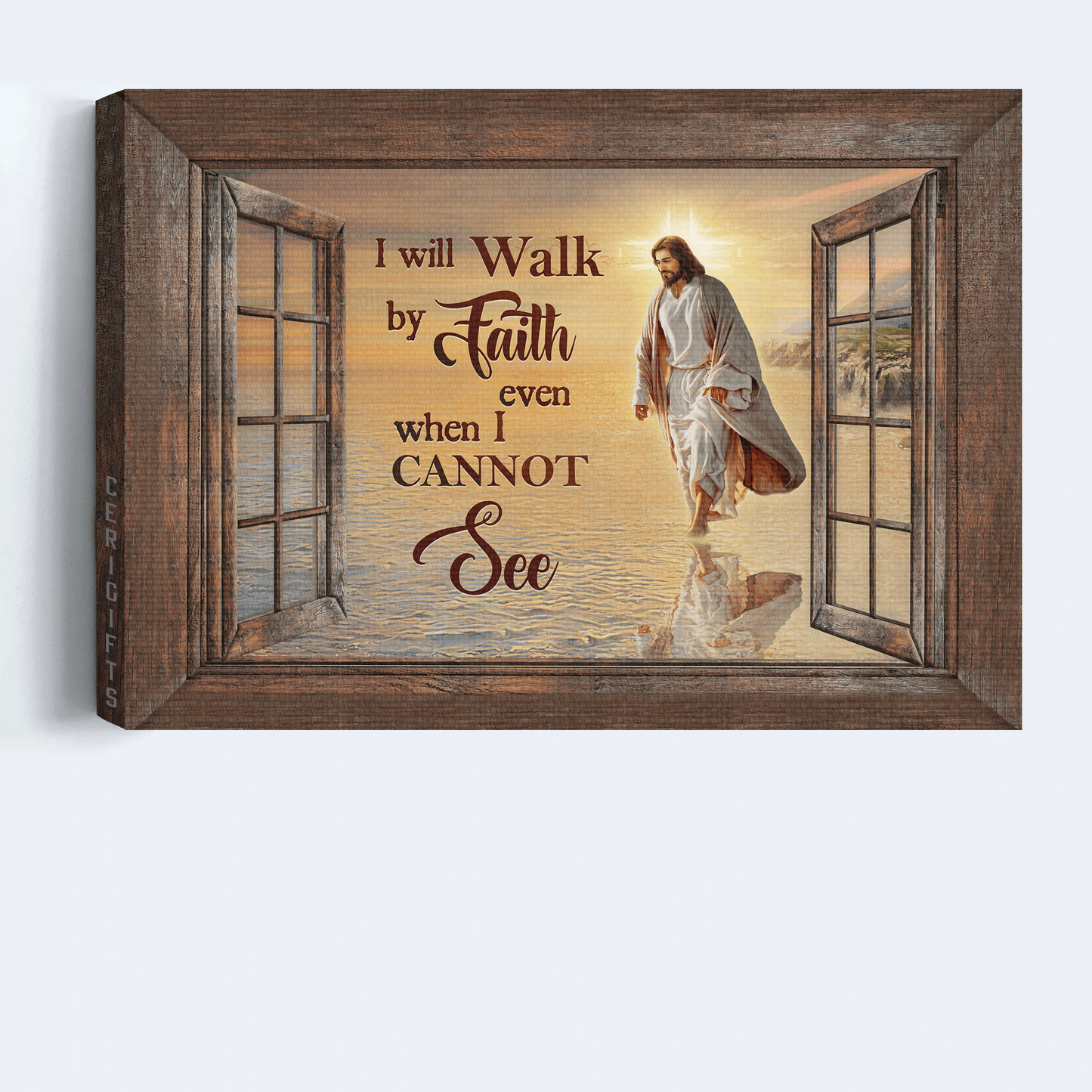 Jesus Landscape Canvas - Beautiful beach, Walking with Jesus Landscape Canvas - Gift For Christian - I will walk by faith