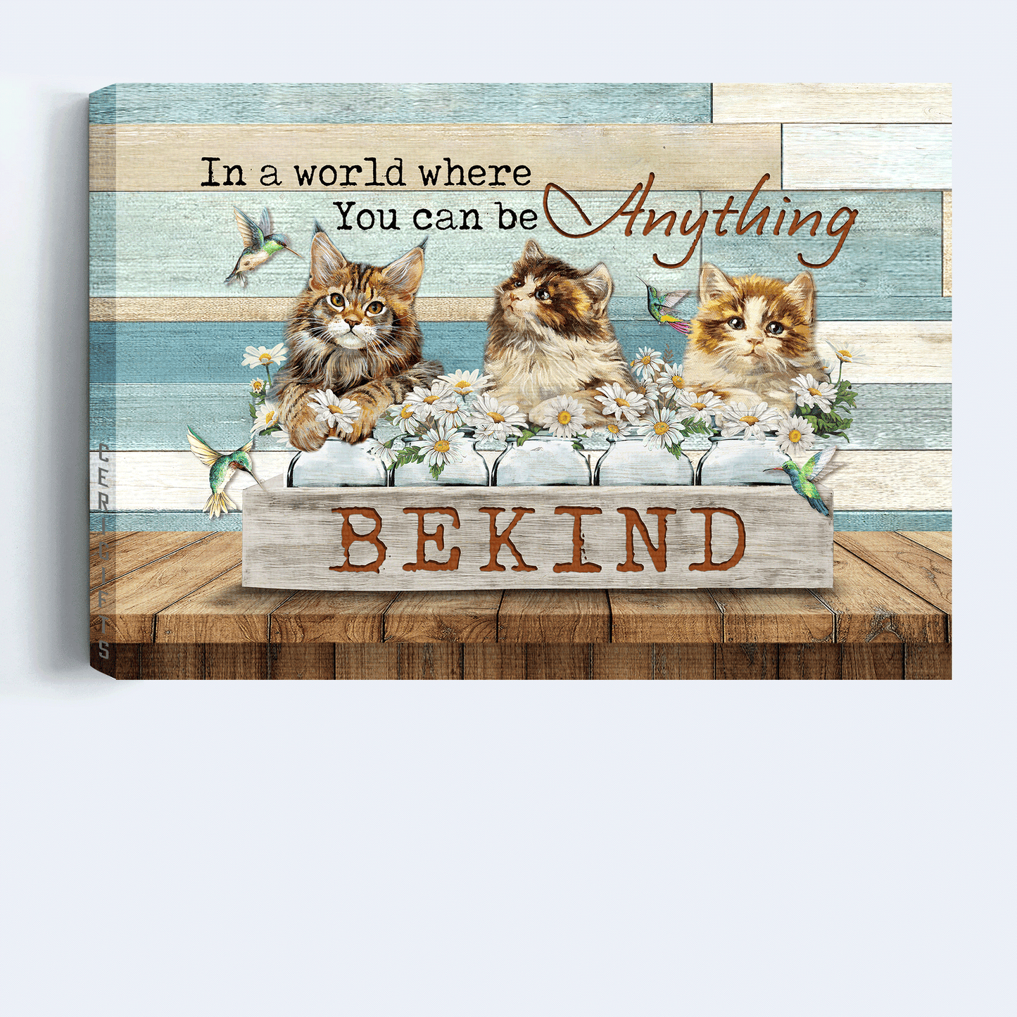Jesus Landscape Canvas - Beautiful cat drawing, Daisy field, Hummingbird Landscape Canvas - Gift For Christian - In a world where you can be anything