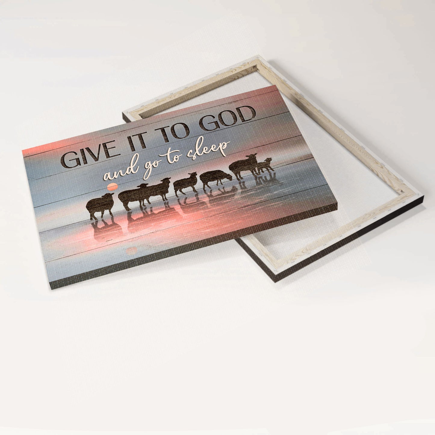 Jesus Landscape Canvas - Lamb of God, Religious art Landscape Canvas - Inspirational gift, Gift For Religious Christian - Give it to God and go to sleep