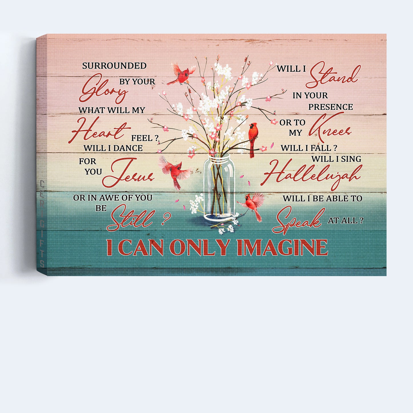 Jesus Landscape Canvas - Cardinal, Baby Flower Vase Landscape Canvas - Gift For Christian - I Can Only Imagine Landscape Canvas