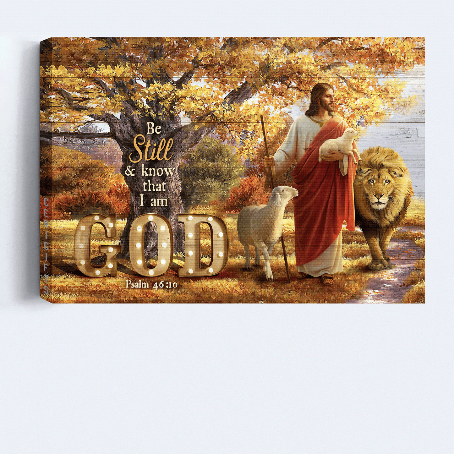Jesus Landscape Canvas - Lion of Judah, Lamb of God, Bible verse Canvas - Gift for Christian - Be still and know that I am God Landscape Canvas