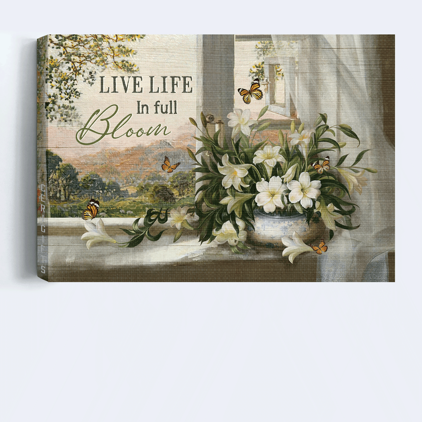 Jesus Landscape Canvas - Lily flower vase, Beautiful mountain Canvas - Gift For Christian - Live life in full bloom Landscape Canvas
