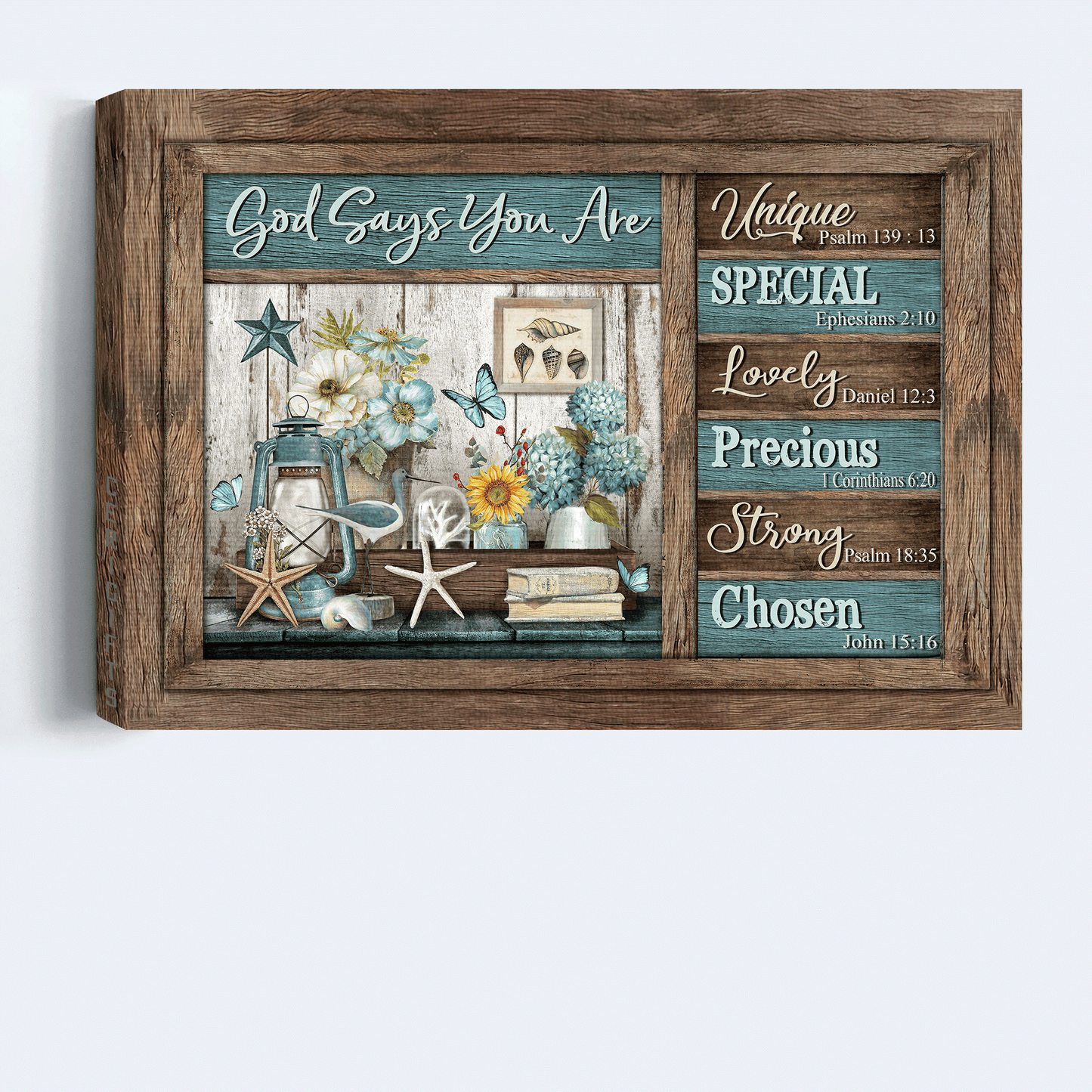 Jesus Landscape Canvas - Summer Vibe, Blue Lantern, Beautiful Flower Canvas - Gift For Christian - God Says You Are Unique Canvas