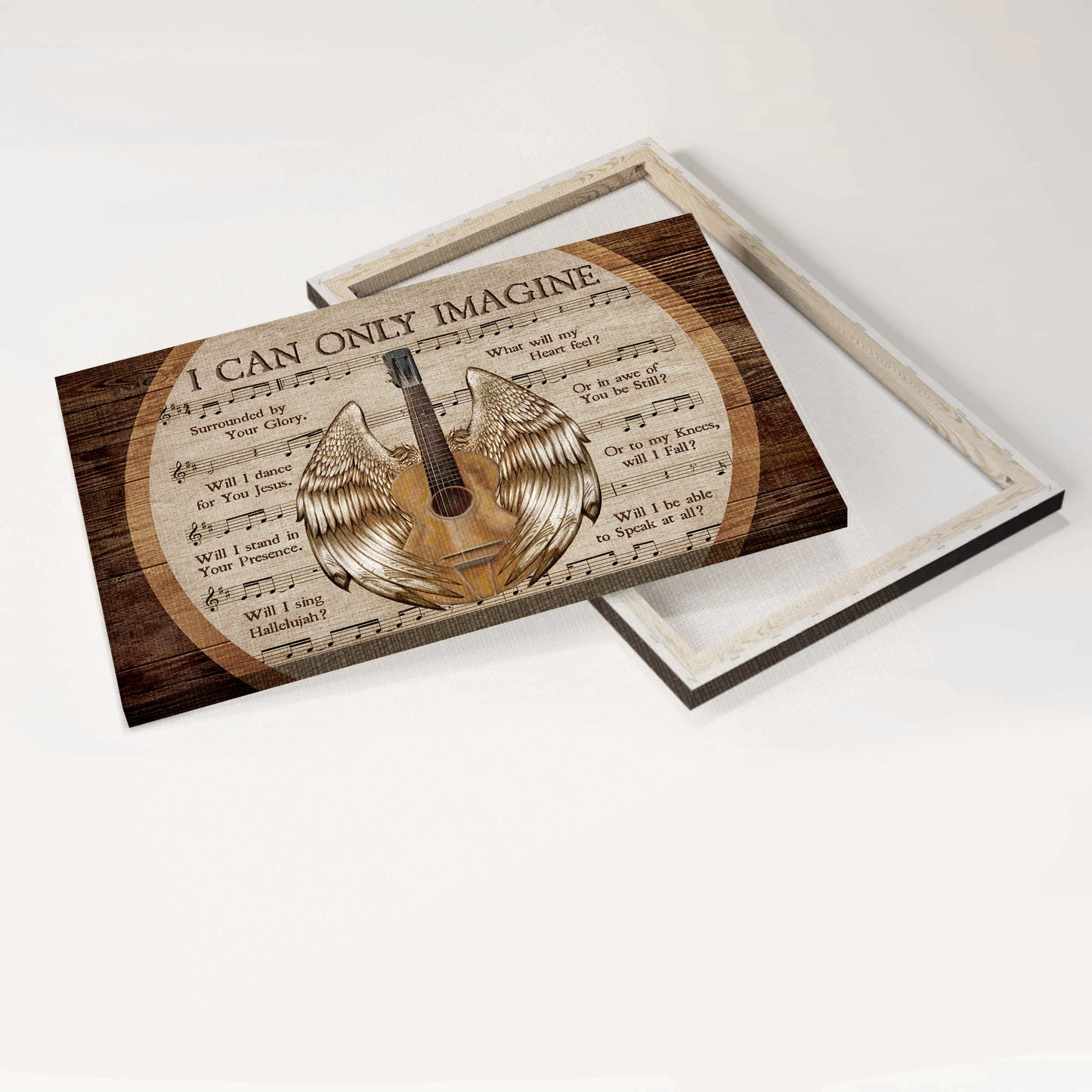 Jesus Landscape Canvas - Acoustic Guitar, Angel Wings, Vintage Painting Landscape Canvas - Inspirational Gift, Gift For Religious Christian - I Can Only Imagine