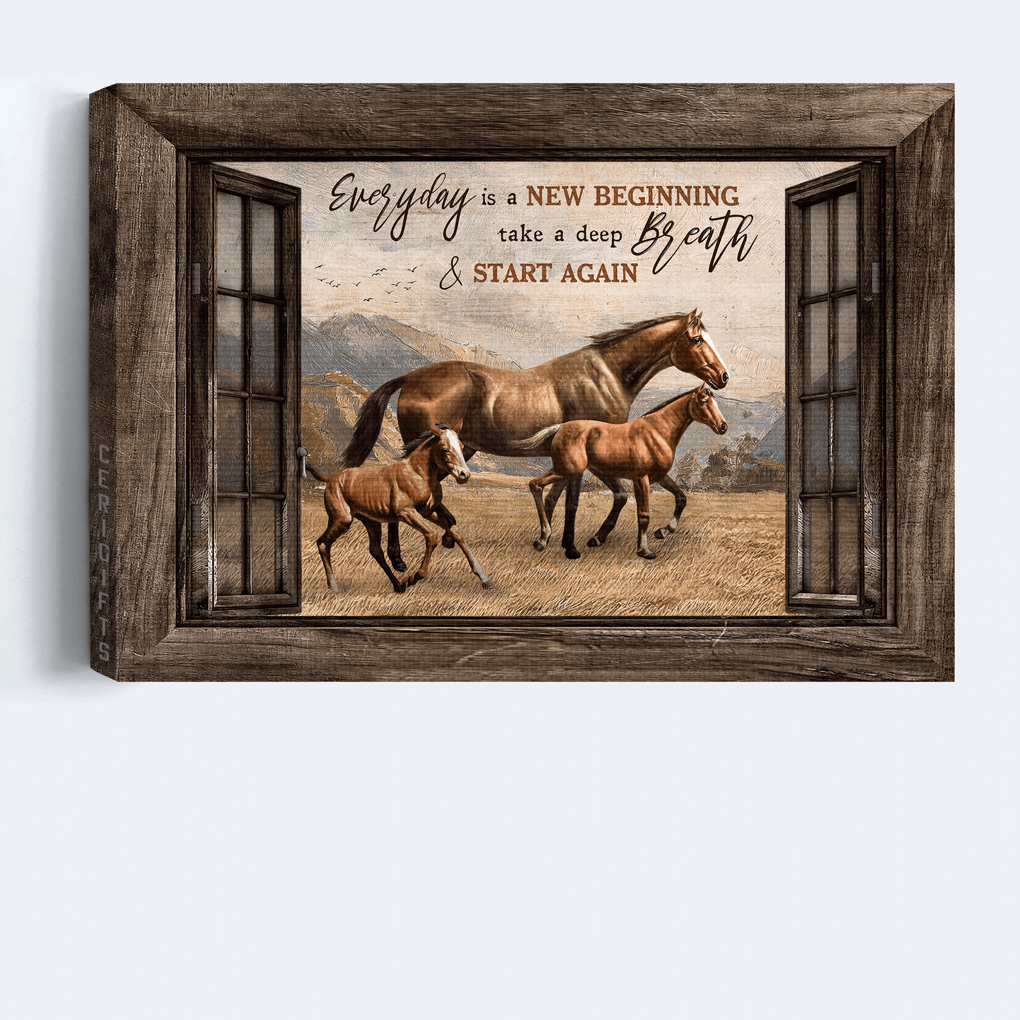 Jesus Landscape Canvas - Window Frame, Horse Painting, Running In Grassland Canvas - Gift For Christian - Every Is A New Beginning Canvas