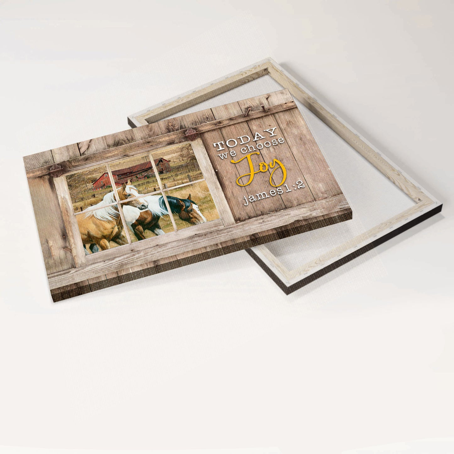 Jesus Landscape Canvas - Antique window, Dream horses, Green farm Landscape Canvas - Gift For Christian - Today we choose joy