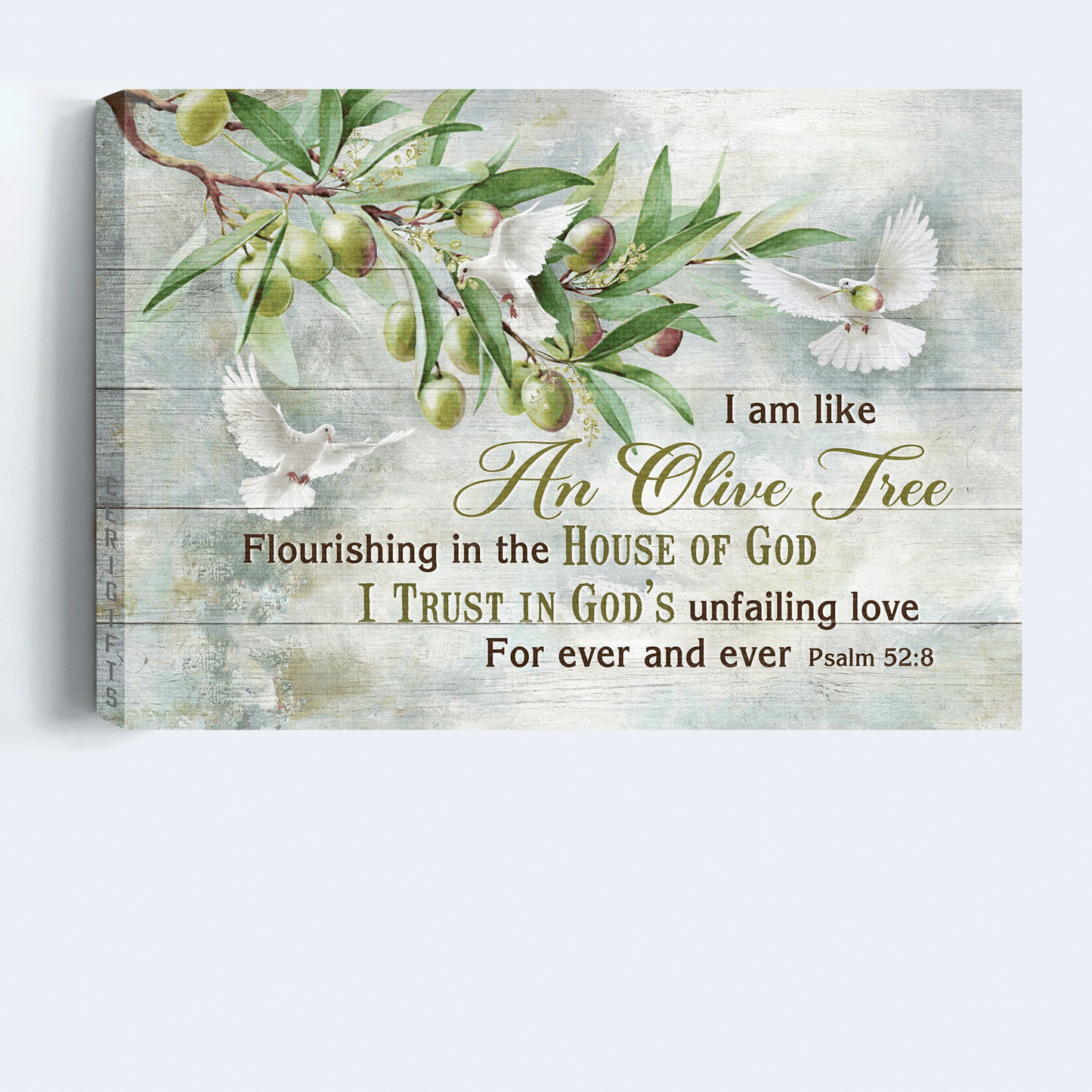 Jesus Landscape Canvas - Olive tree, Dove drawing, Green garden Landscape Canvas - Gift For Christian - I am like an olive tree Landscape Canvas