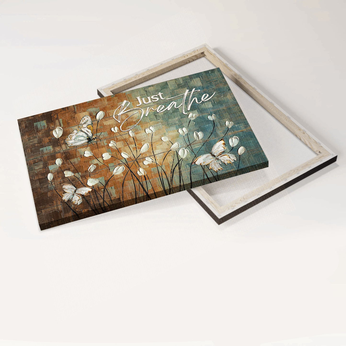 Jesus Landscape Canvas - Acrylic painting, White tulip, White butterfly Landscape Canvas - Gift For Religious Christian - Just breathe