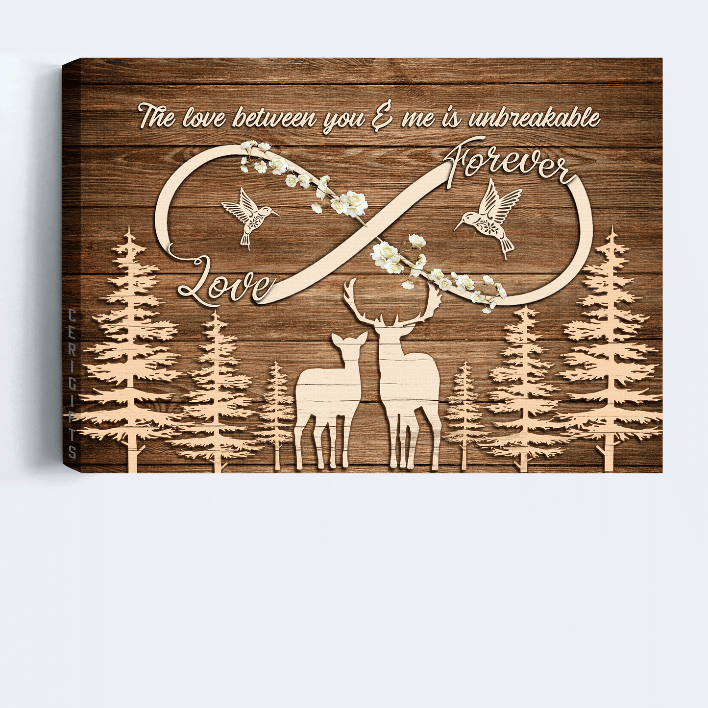 Couple Landscape Canvas- Deer couple, Wooden carving canvas- Gift for couple, lover, husband. wife, boyfriend, girlfriend- The love between you and me is unbreakable