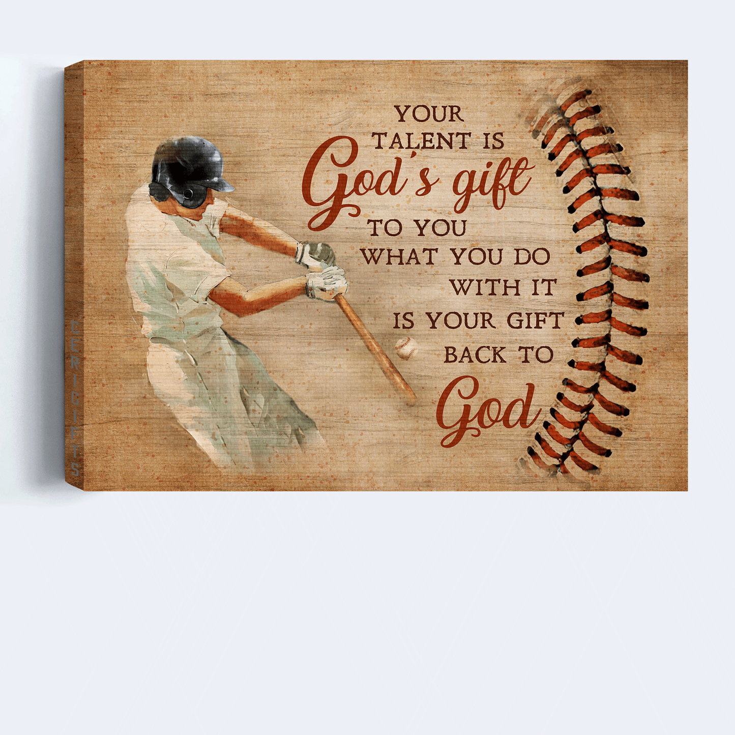 Jesus Landscape Canvas- Baseball Bat, Sport Drawing Landscape Canvas- Gift For Christian- Your Talent Is God's Gift To You