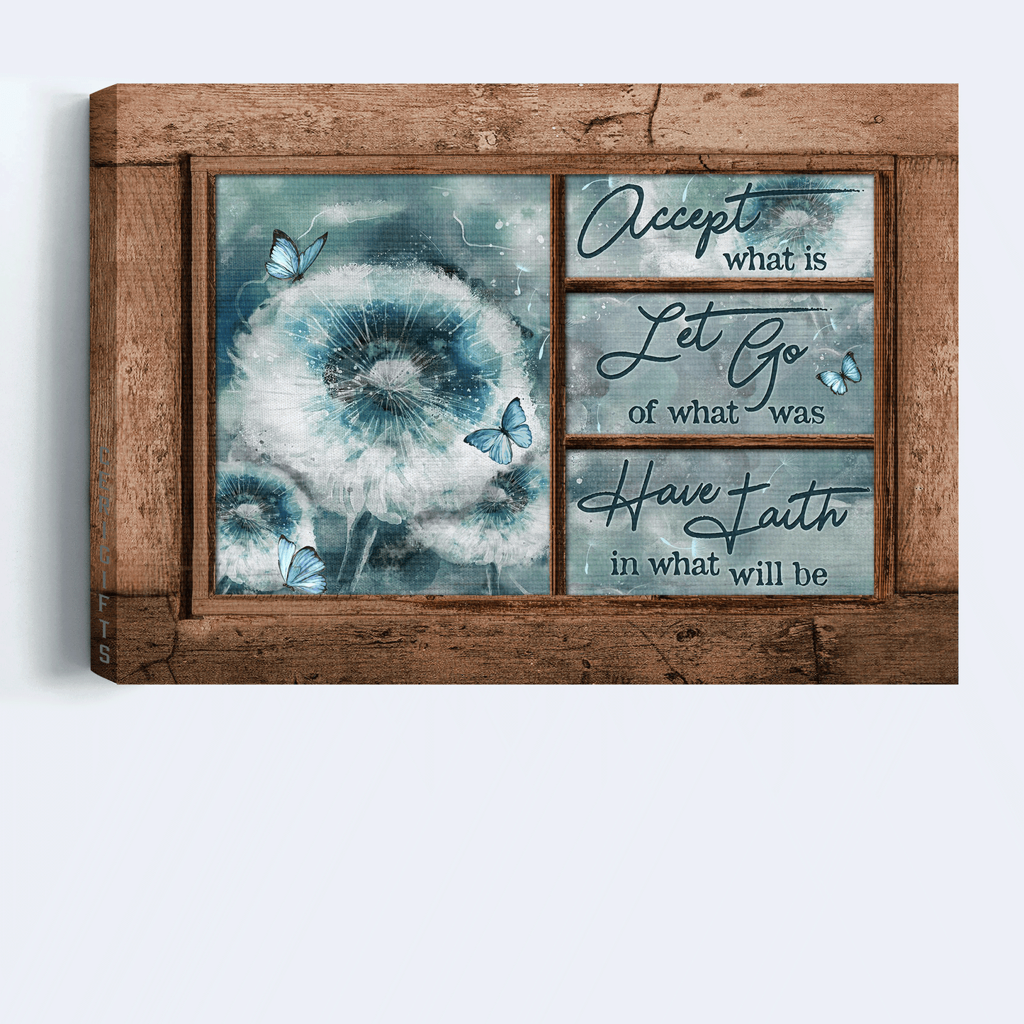 Jesus Landscape Canvas- Beautiful Dandelion, Blue Butterfly Canvas- Gift For Christian- Accept What Is Let Go