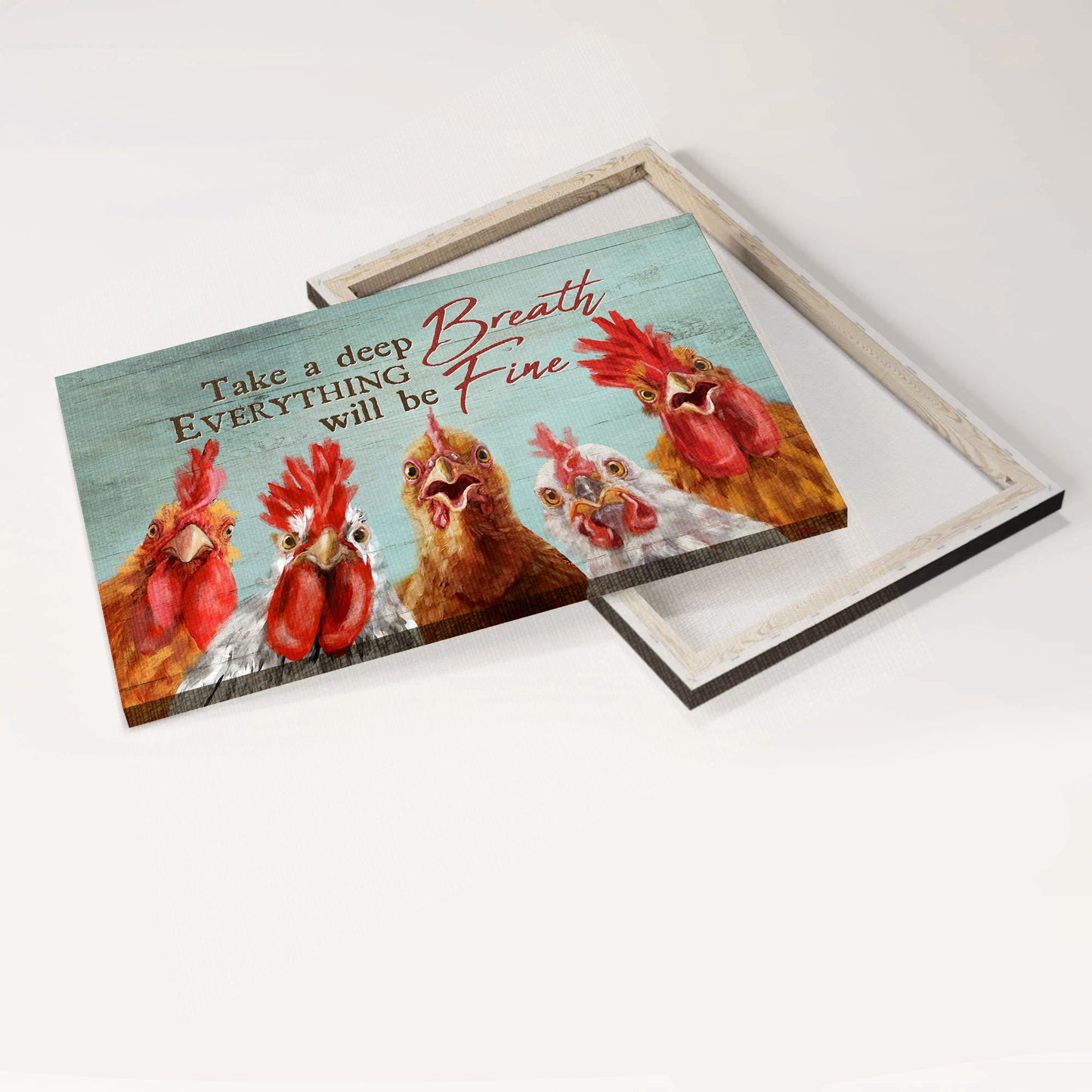 Jesus Landscape Canvas - Amazing rooster painting, Peace farm Landscape Canvas - Gift For Religious Christian - Take a deep breath, Everything will be fine