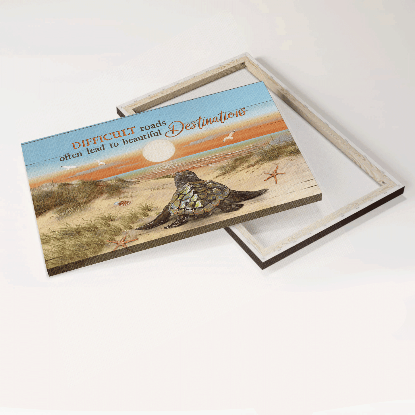 Jesus Landscape Canvas- Baby Turtle, Sunrise Ocean, Sand Beach Canvas- Gift For Christian- Beautiful Destinations