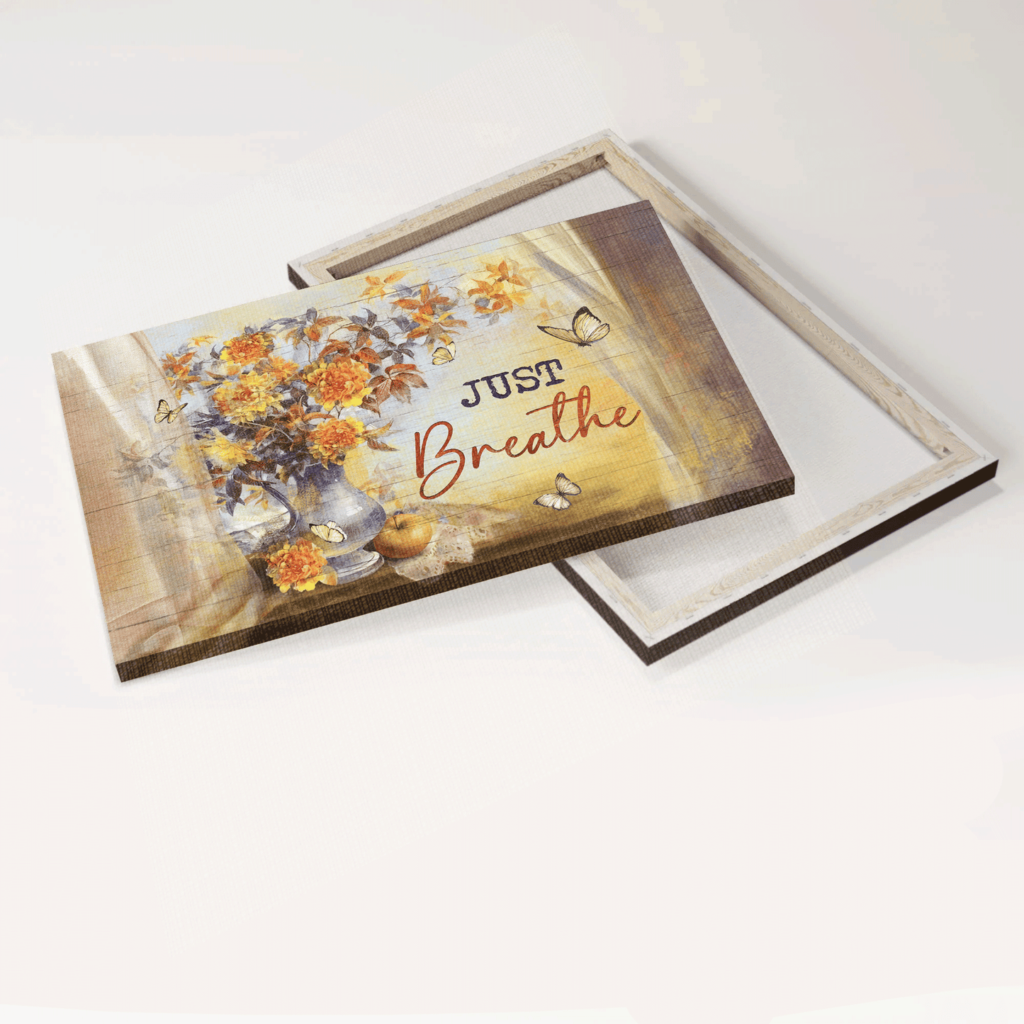 Jesus Landscape Canvas- Gorgeous peony, Pretty butterfly, Beautiful flower painting, Just breathe canvas- Gift for Christian - Landscape Canvas Prints, Christian Wall Art