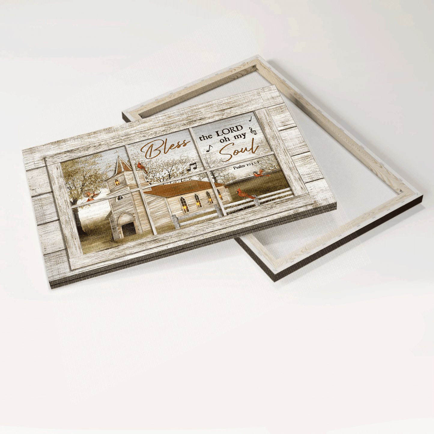 Jesus Landscape Canvas -Beautiful church, Red cardinals, Green trees Landscape Canvas - Gift For Christian - Bless the lord