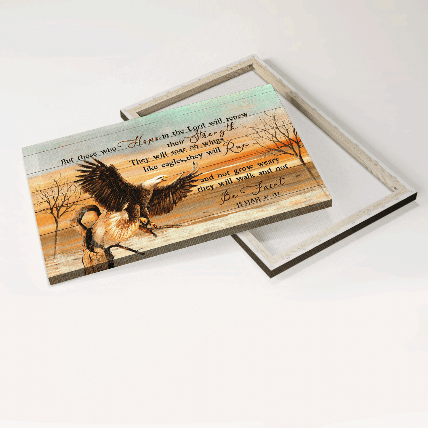 Jesus Landscape Canvas- Awesome Eagle Drawing, Sunset Painting Canvas- Gift For Christian- Those Who Hope In The Lord Will Renew Their Strength