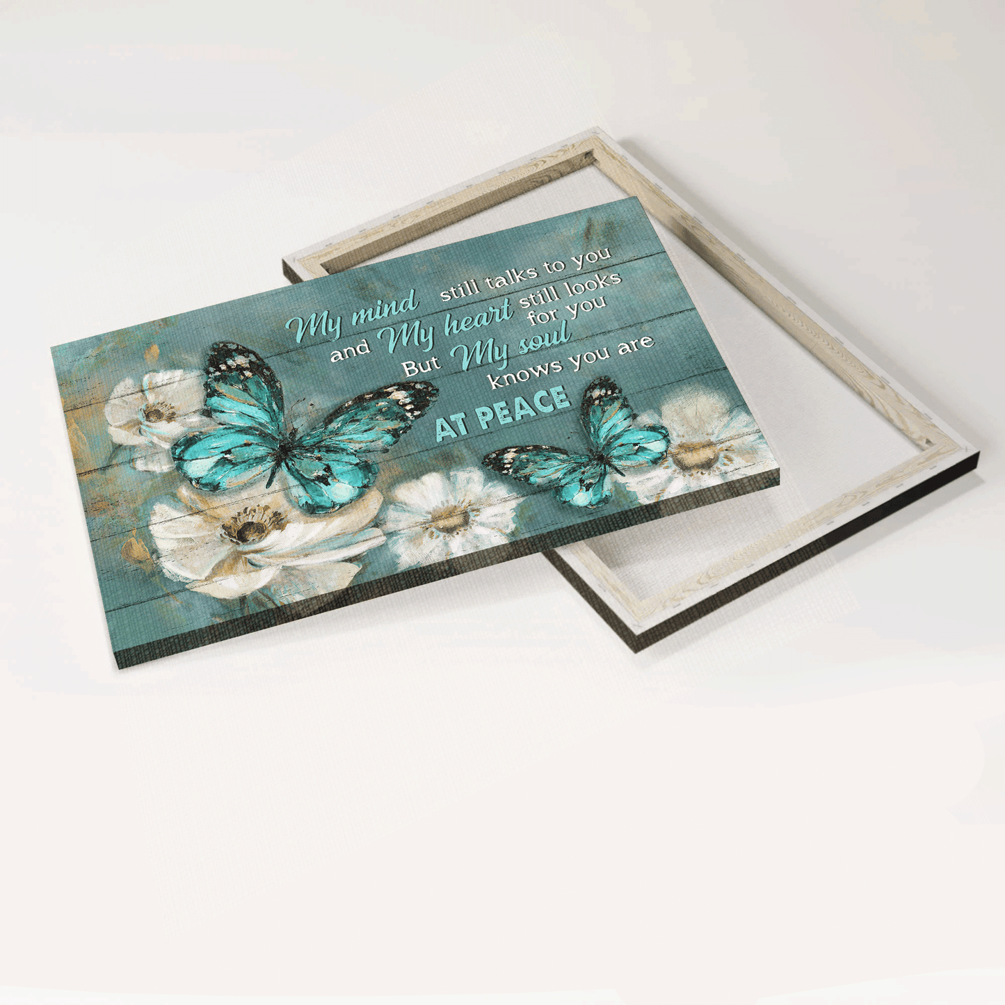 Jesus Landscape Canvas -Blue butterfly, Watercolor jasmine Landscape Canvas - Gift For Christian - My mind still talks to you Landscape Canvas